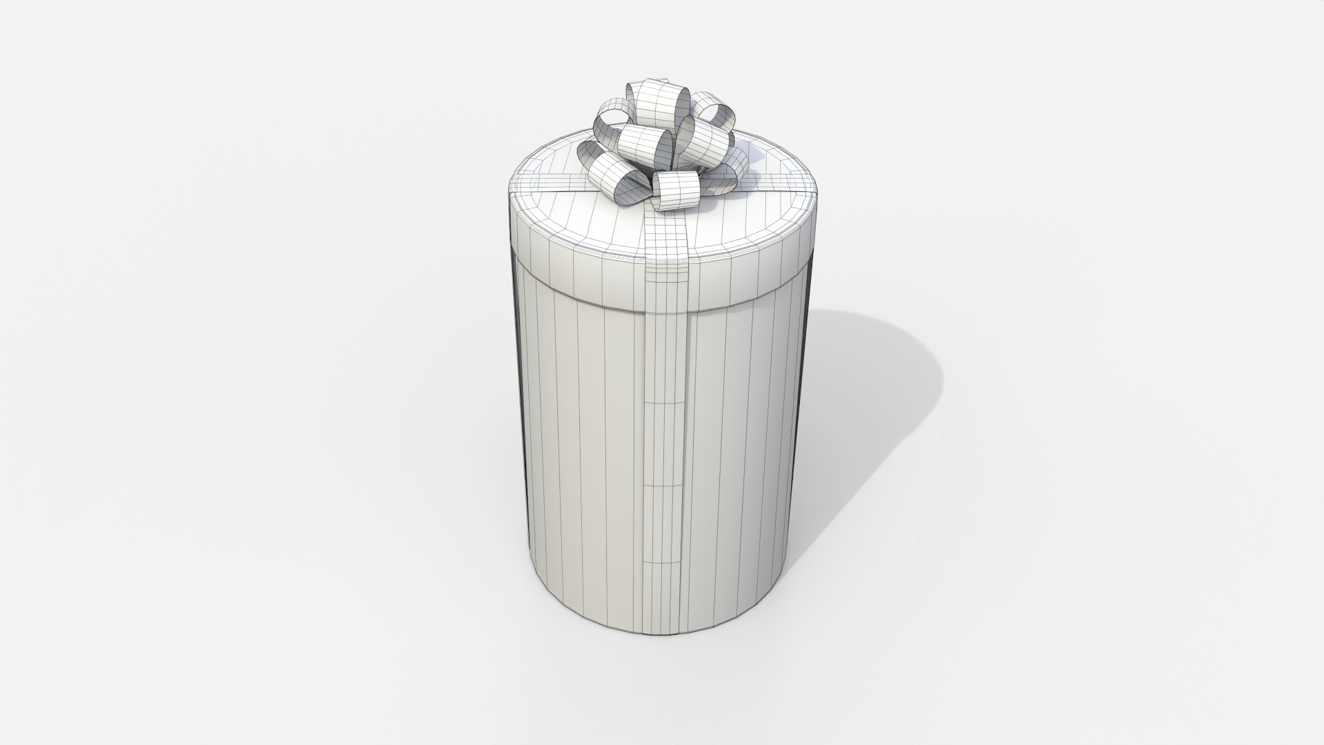 Gift Box - Tall Round with Tied Ribbon Rosette 3D Model