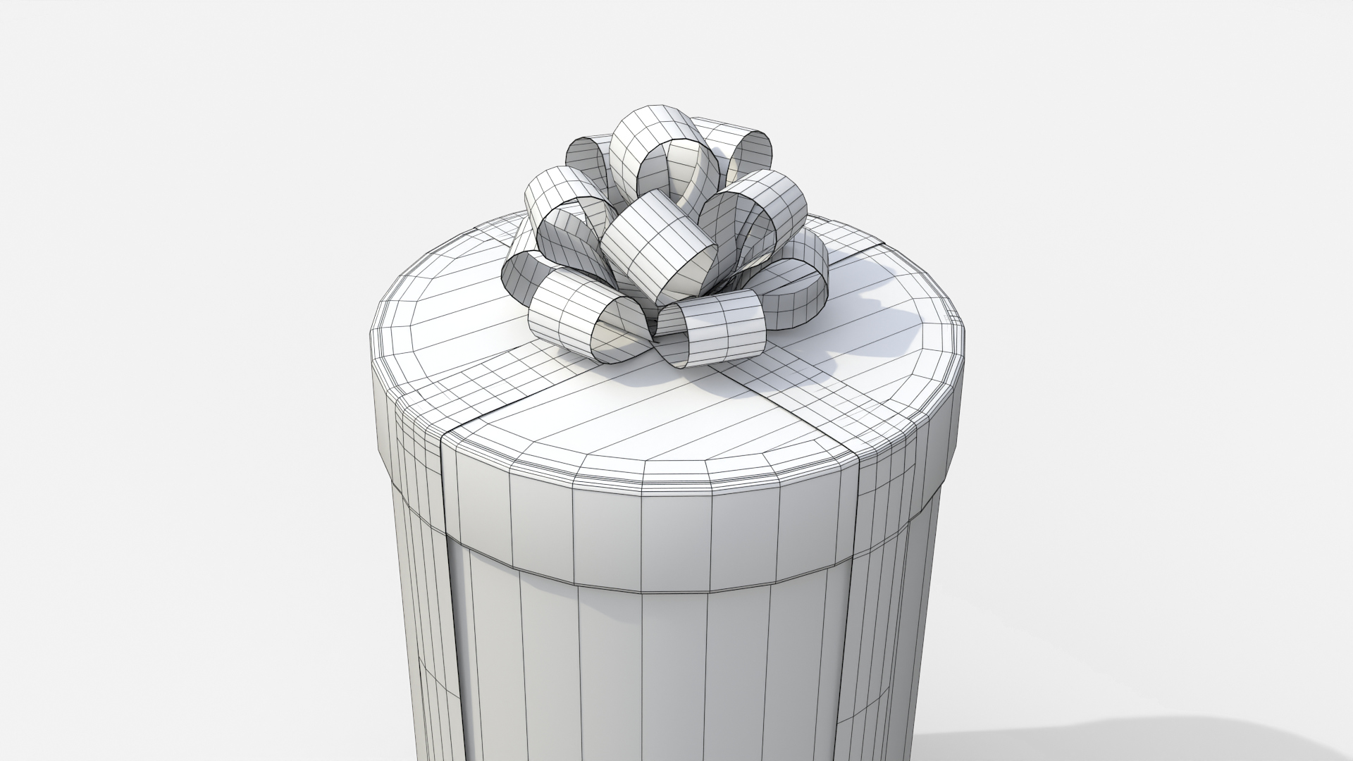 Gift Box - Tall Round with Tied Ribbon Rosette 3D Model