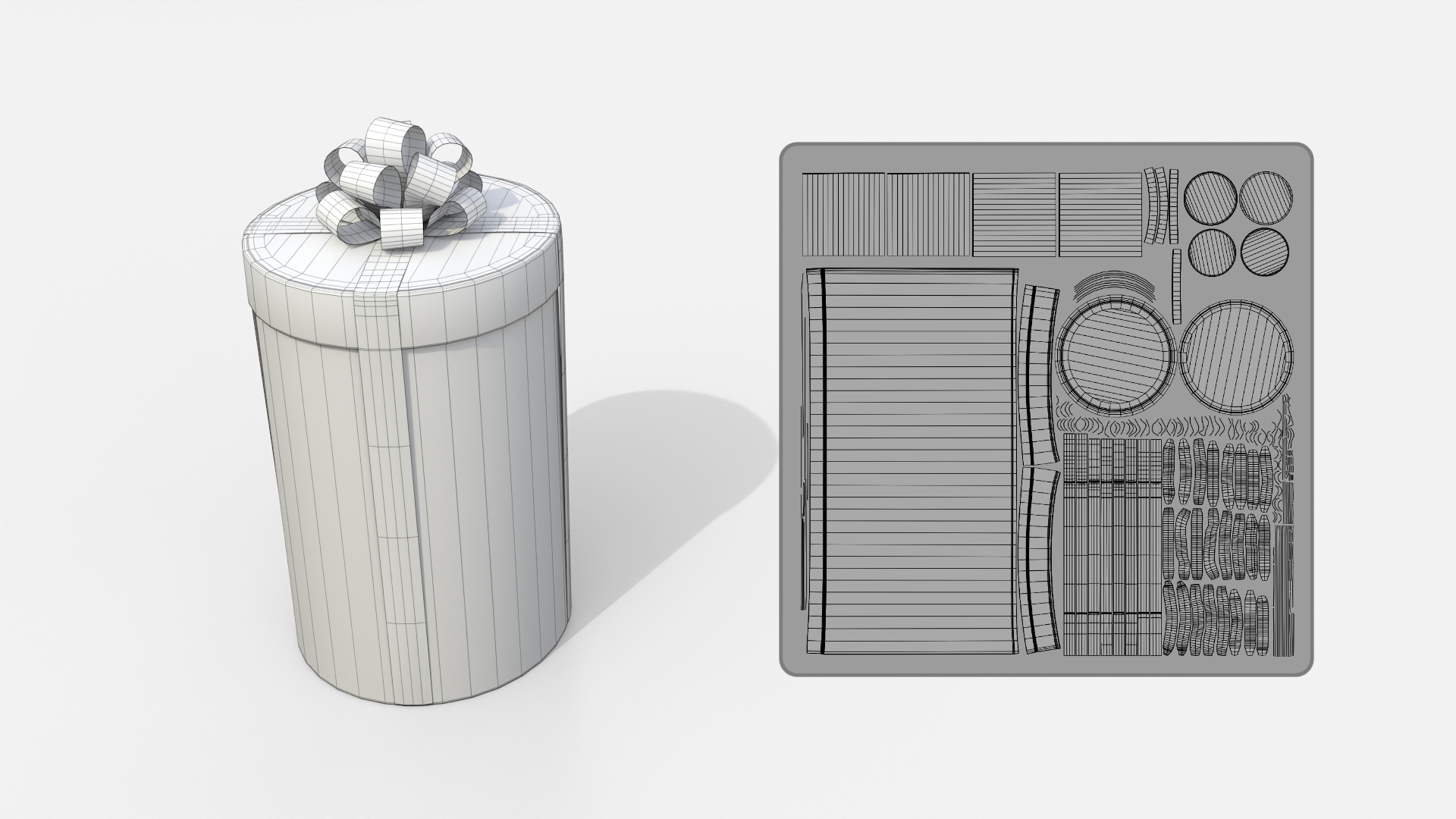 Gift Box - Tall Round with Tied Ribbon Rosette 3D Model