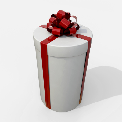Gift Box - Tall Round with Tied Ribbon Rosette