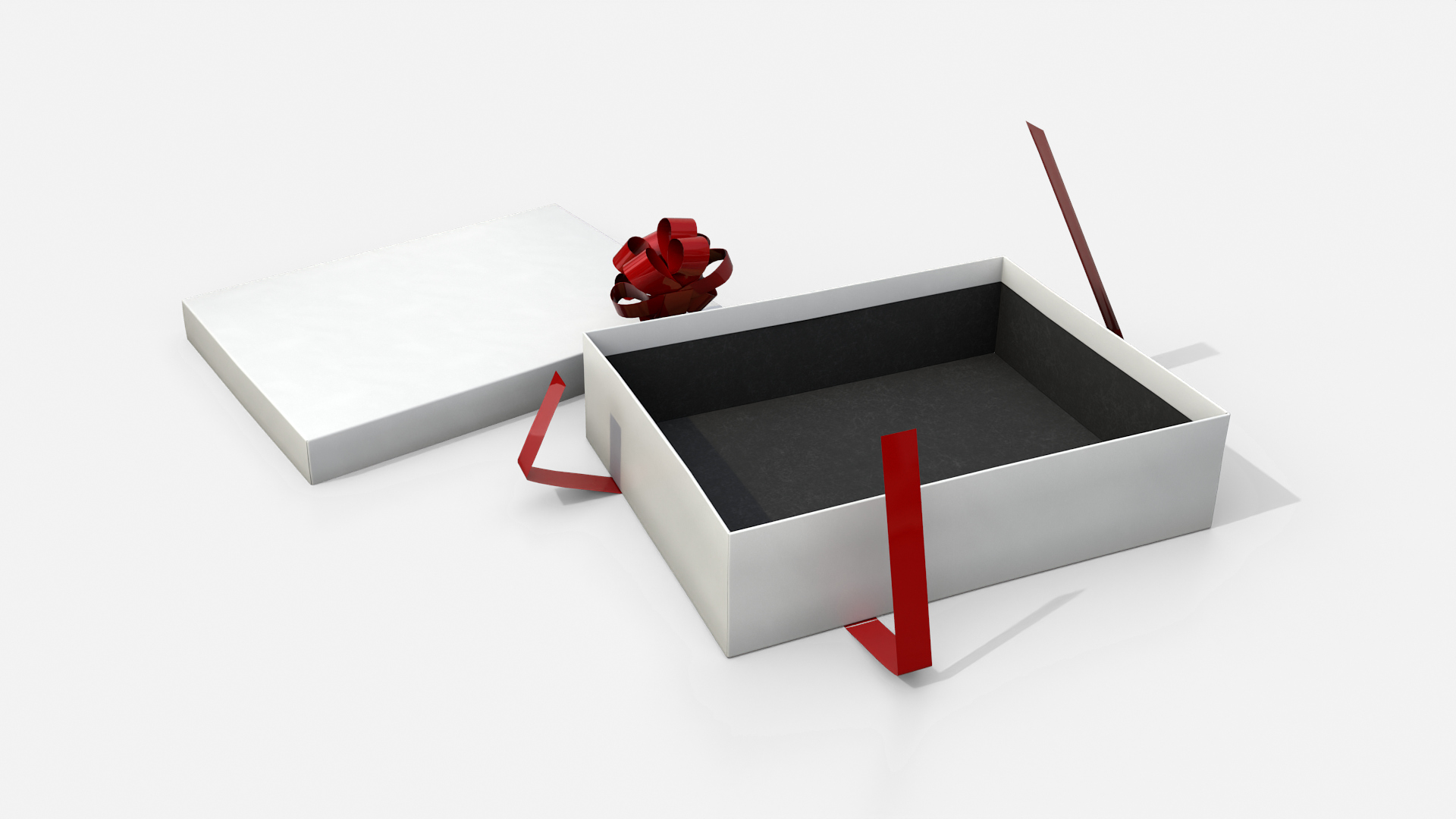 Gift Box - Wide Rectangular with Tied Ribbon Rosette 3D Model