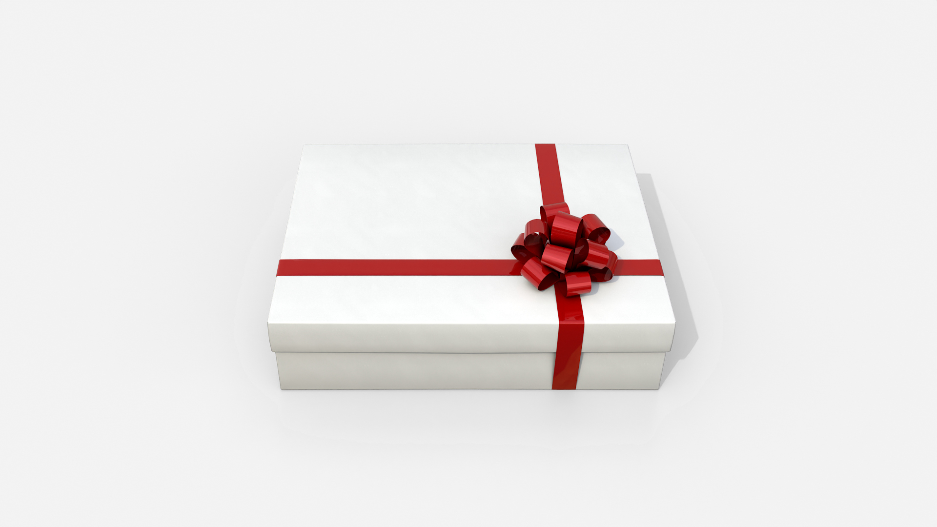 Gift Box - Wide Rectangular with Tied Ribbon Rosette 3D Model