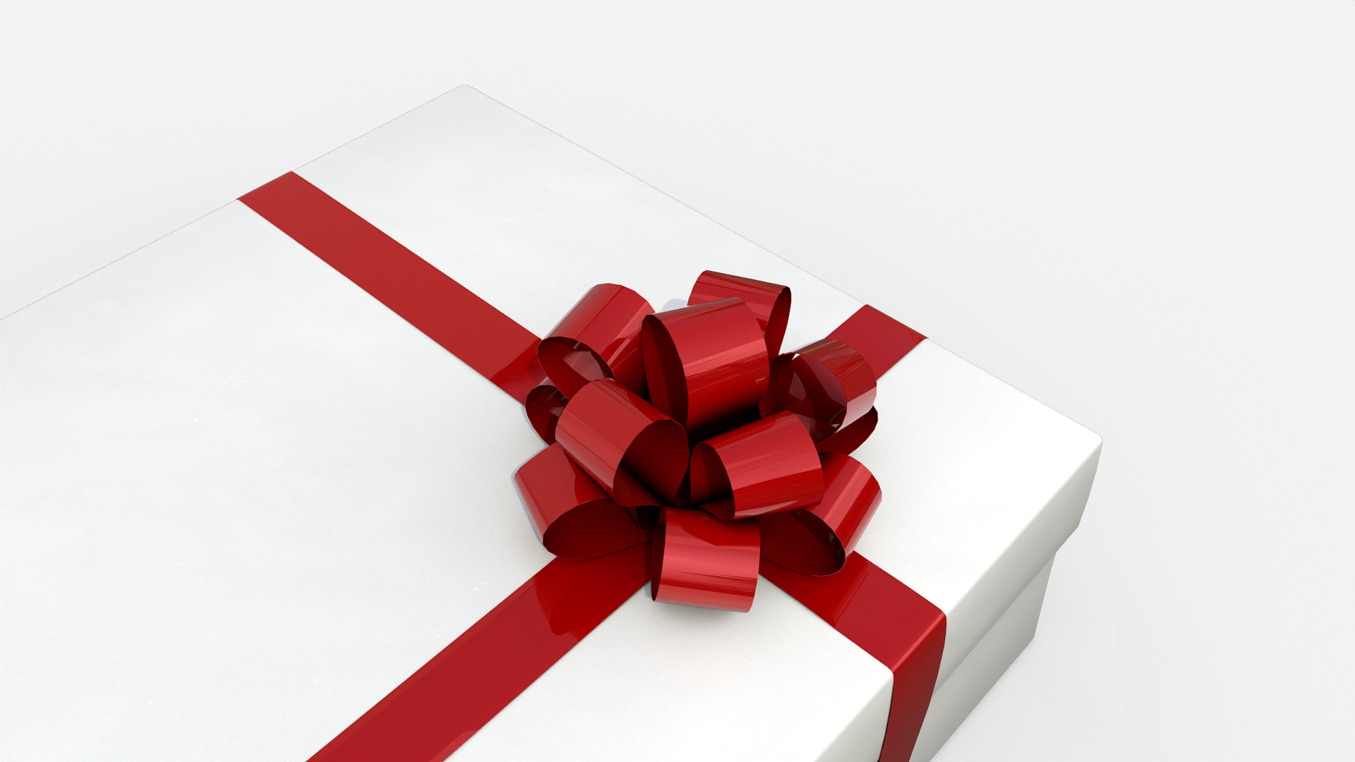 Gift Box - Wide Rectangular with Tied Ribbon Rosette 3D Model