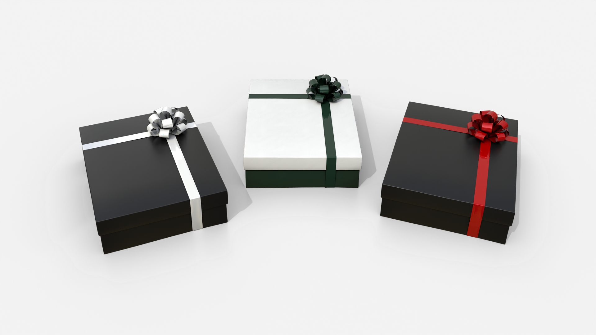 Gift Box - Wide Rectangular with Tied Ribbon Rosette 3D Model