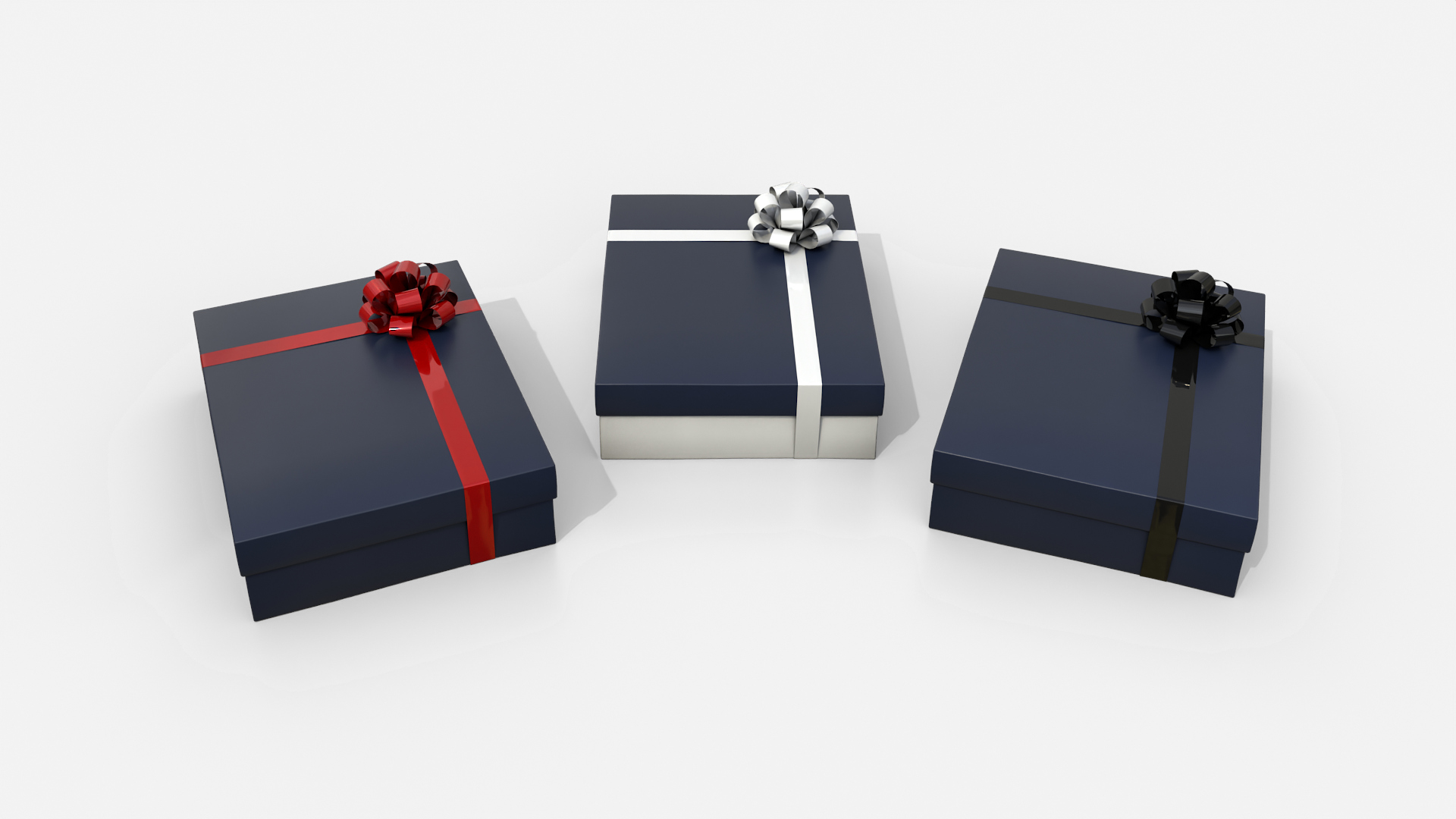 Gift Box - Wide Rectangular with Tied Ribbon Rosette 3D Model
