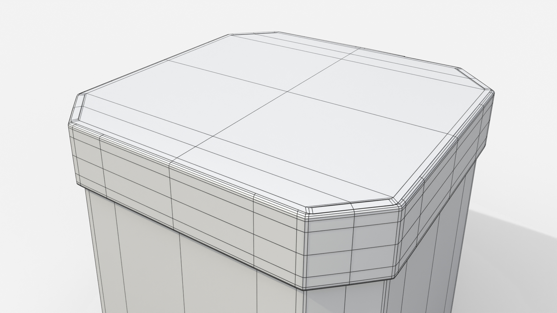 Rigid Box - Beveled Edge with Lift-Off Lid 3D Model