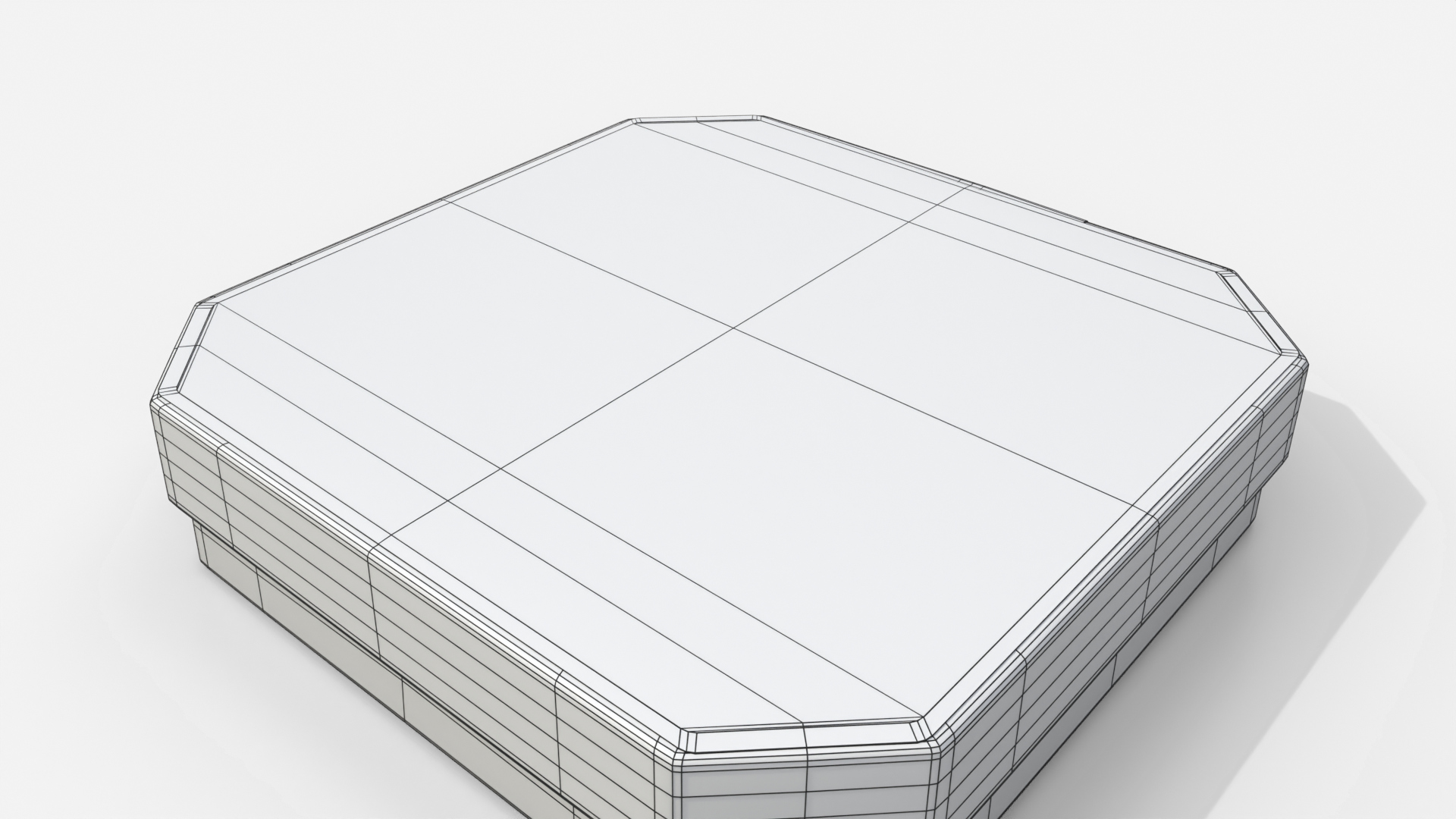 Rigid Box - Flat Beveled Edge with Lift-Off Lid 3D Model