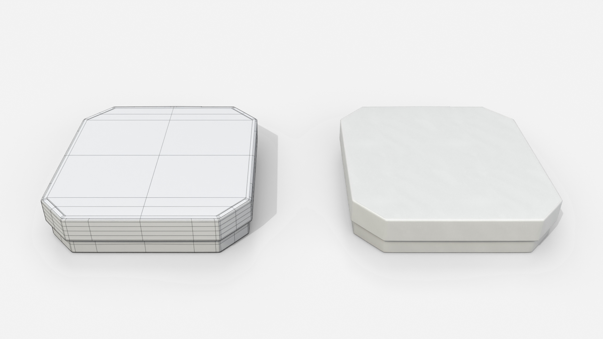 Rigid Box - Flat Beveled Edge with Lift-Off Lid 3D Model