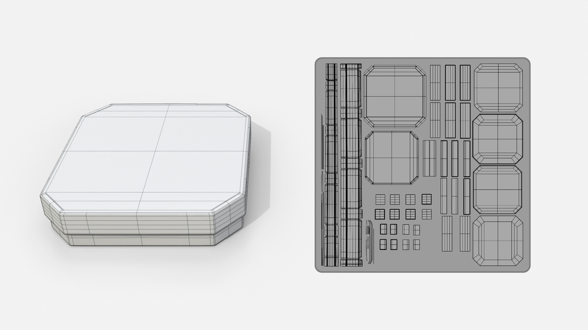 Rigid Box - Flat Beveled Edge with Lift-Off Lid 3D Model