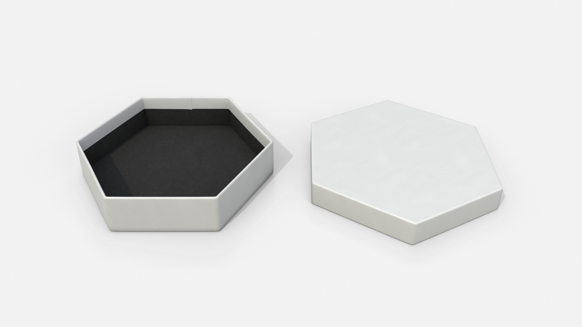 Rigid Box - Flat Hexagon with Lift-Off Lid 3D Model
