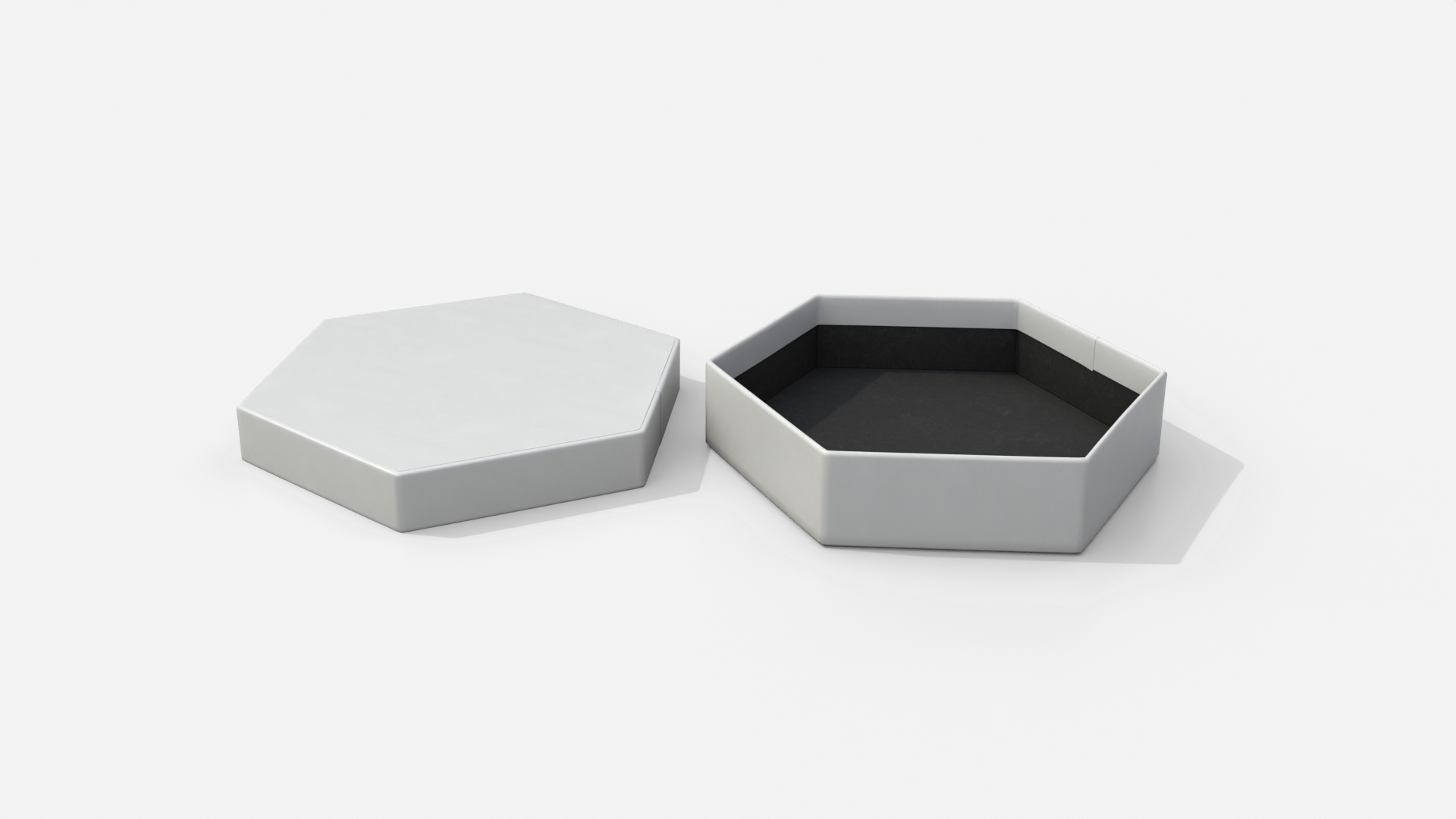 Rigid Box - Flat Hexagon with Lift-Off Lid 3D Model