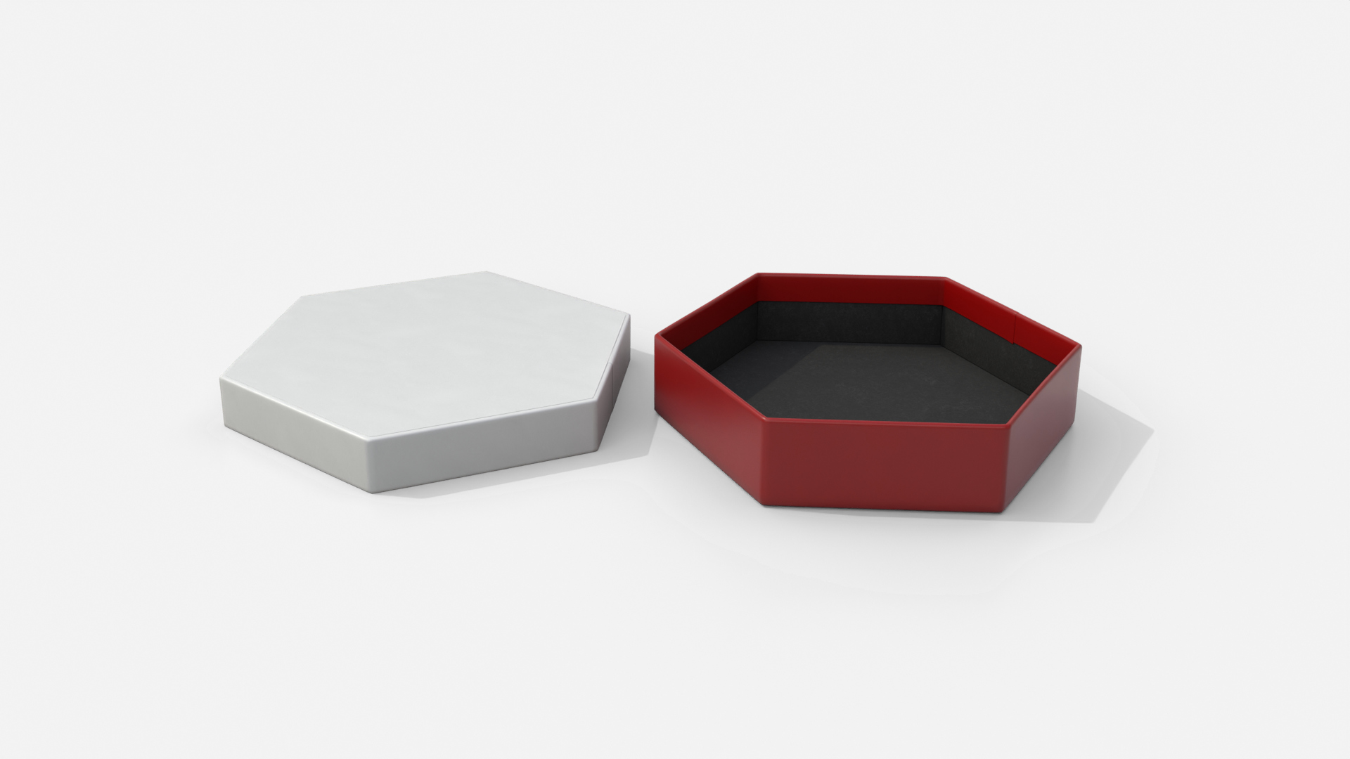 Rigid Box - Flat Hexagon with Lift-Off Lid 3D Model
