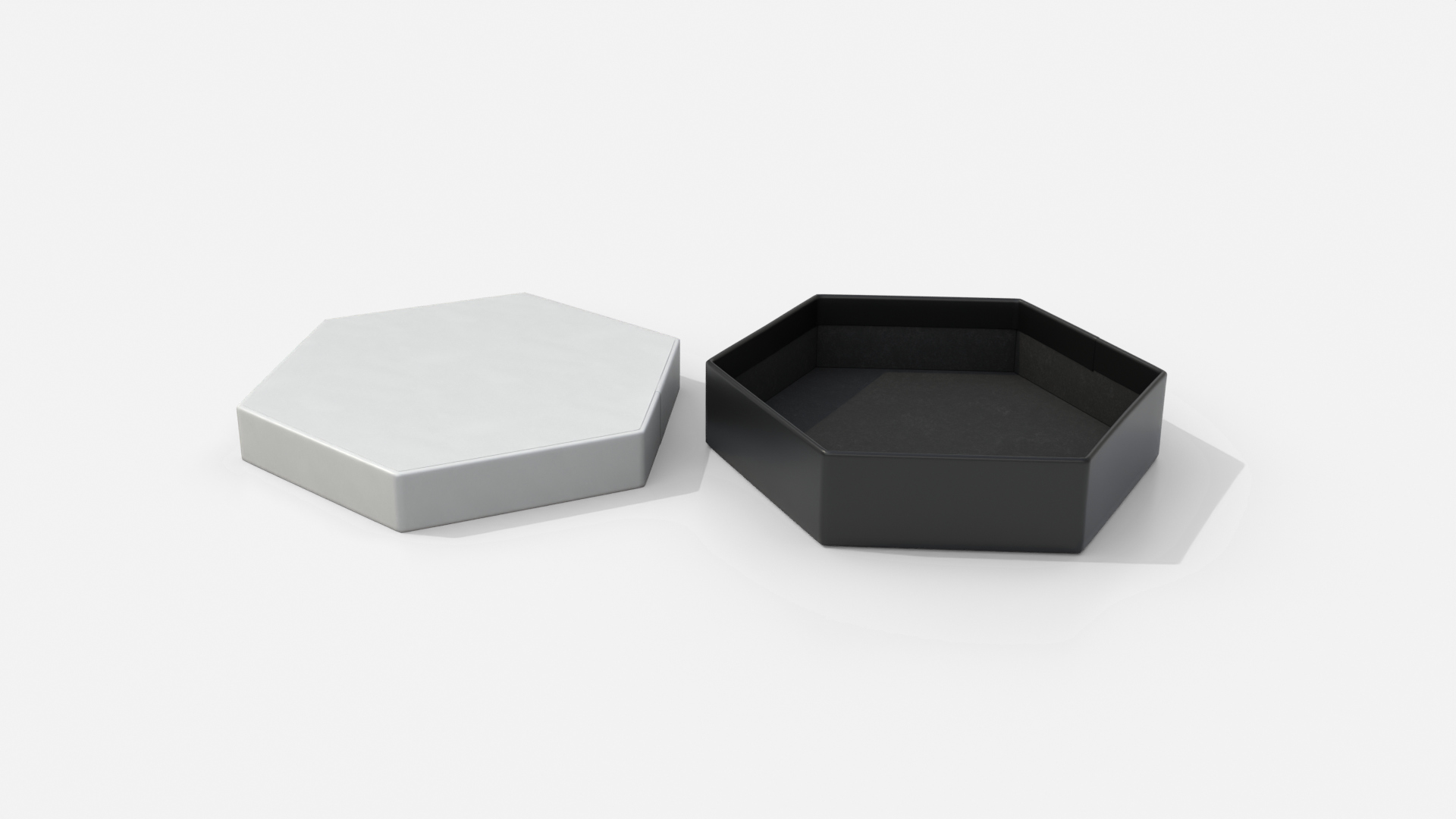 Rigid Box - Flat Hexagon with Lift-Off Lid 3D Model