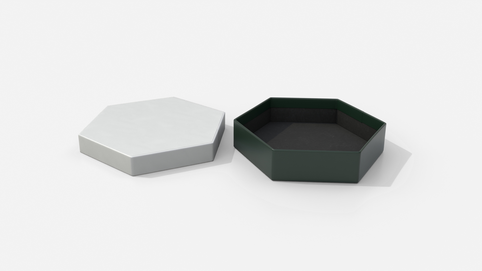 Rigid Box - Flat Hexagon with Lift-Off Lid 3D Model