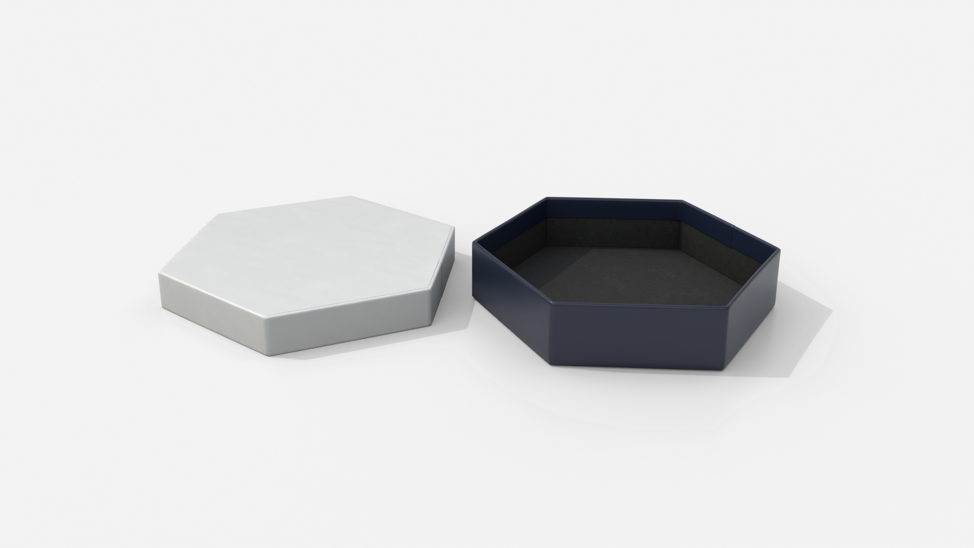 Rigid Box - Flat Hexagon with Lift-Off Lid 3D Model