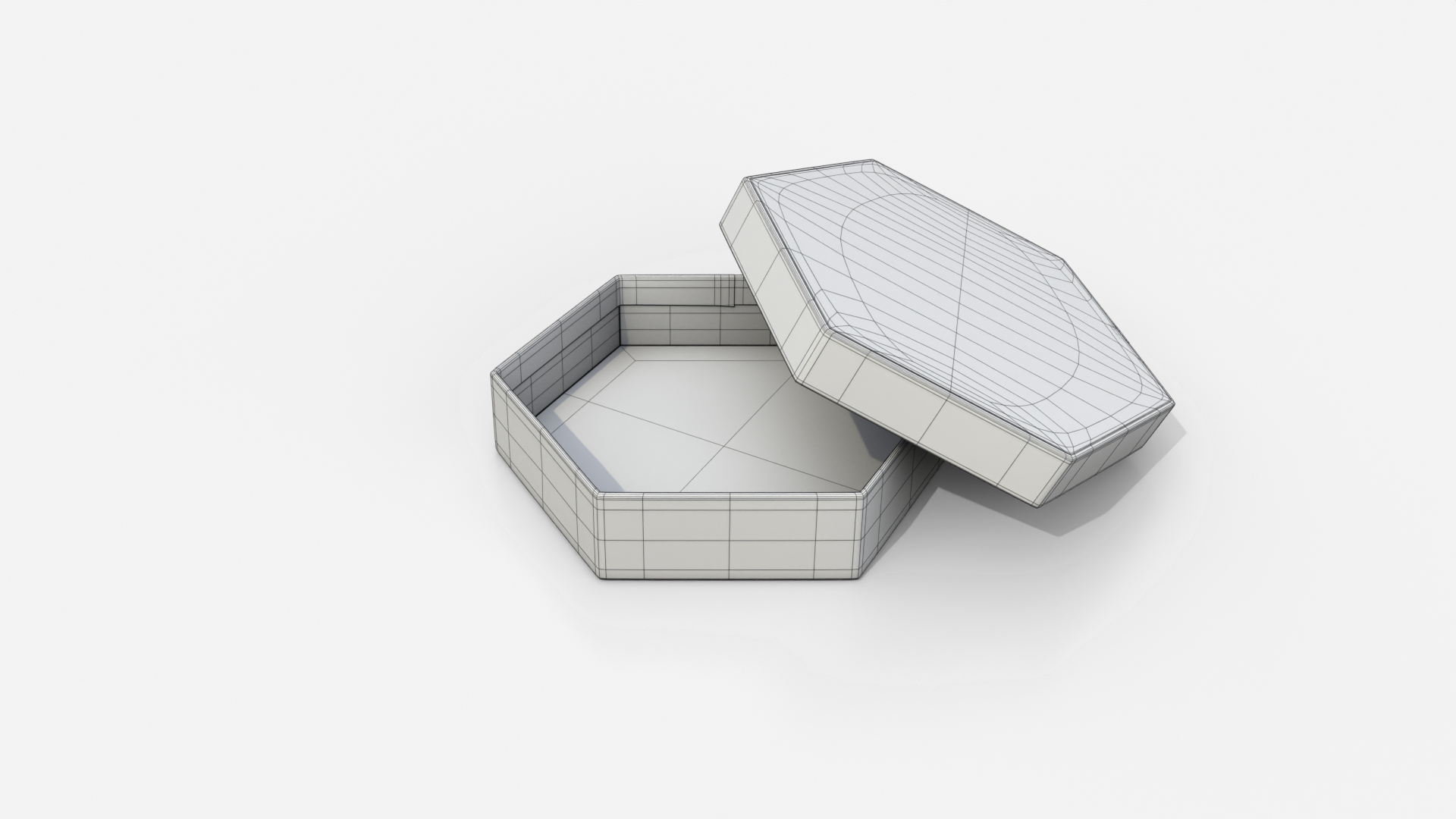 Rigid Box - Flat Hexagon with Lift-Off Lid 3D Model