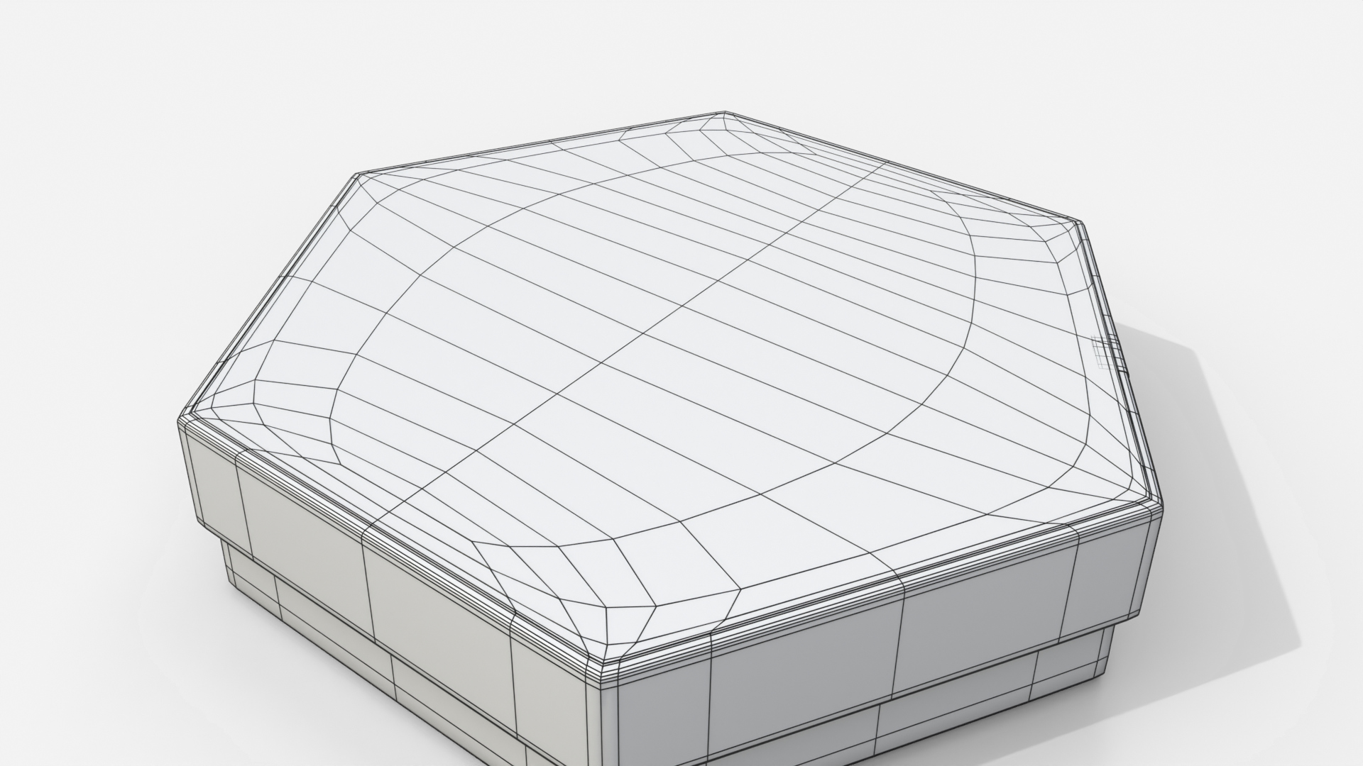 Rigid Box - Flat Hexagon with Lift-Off Lid 3D Model