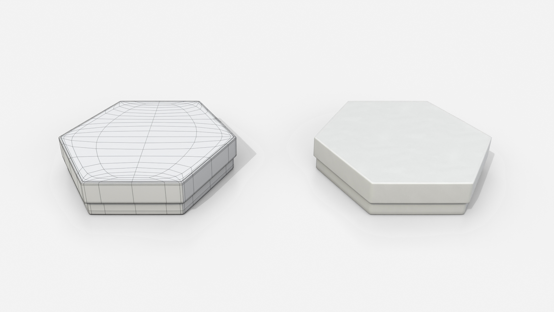 Rigid Box - Flat Hexagon with Lift-Off Lid 3D Model