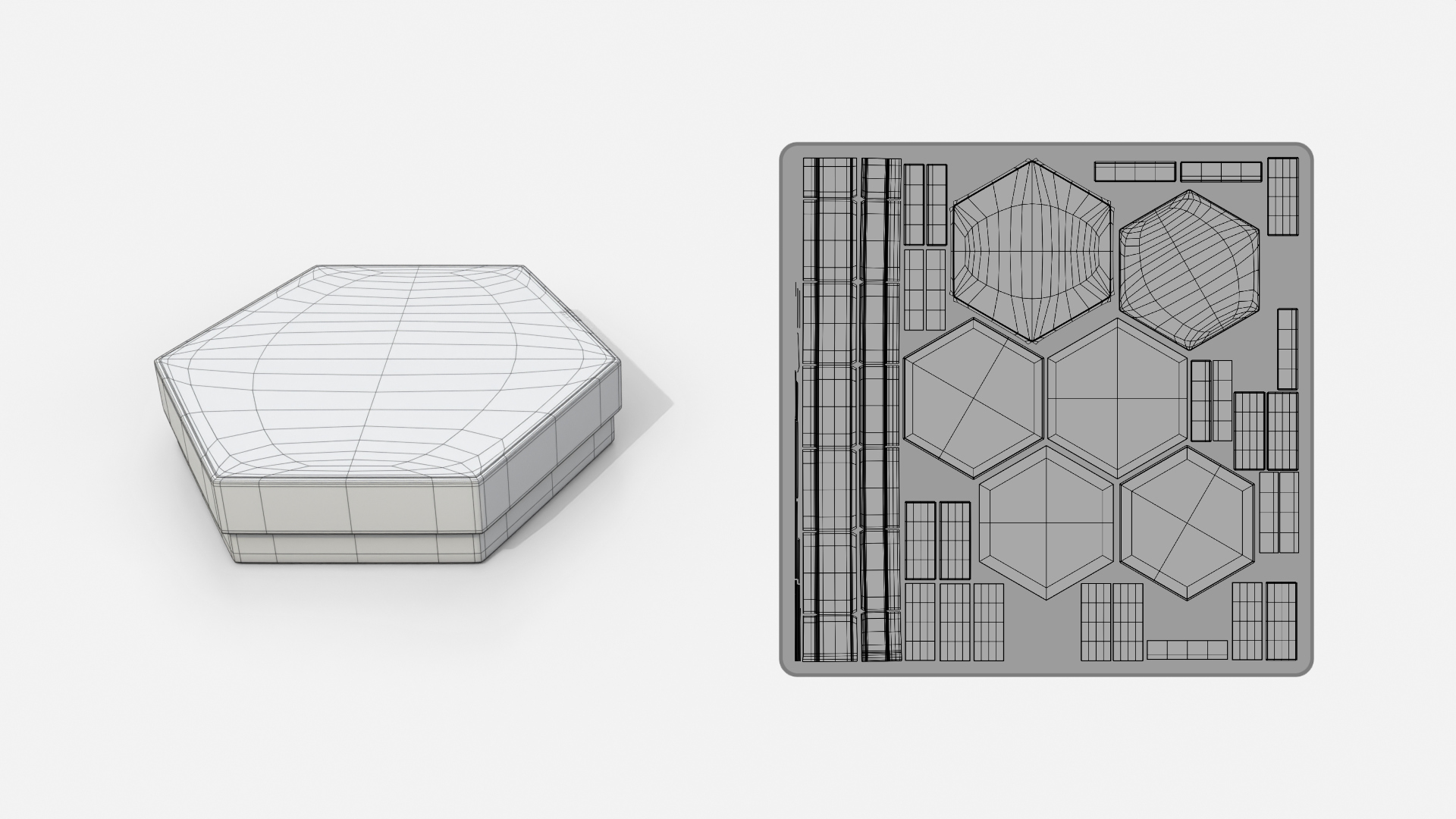 Rigid Box - Flat Hexagon with Lift-Off Lid 3D Model