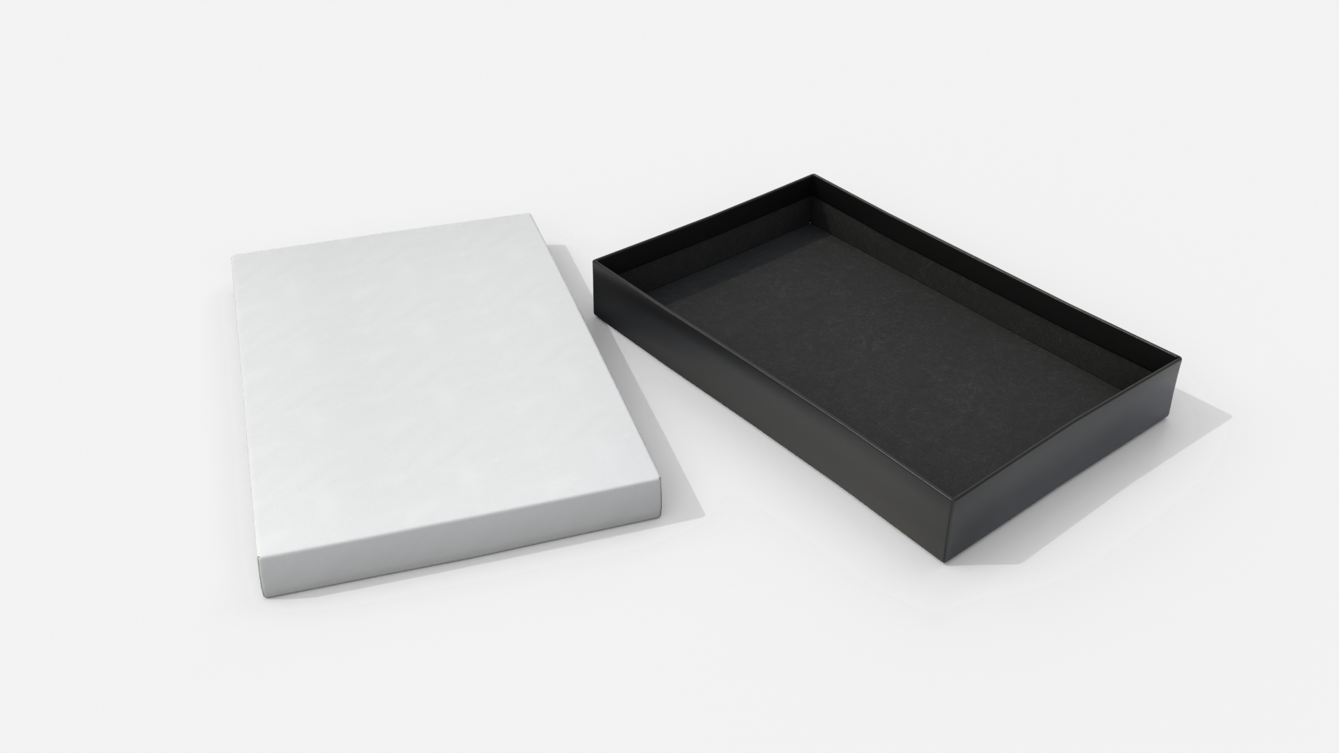 Rigid Box - Flat Rectangular with Lift-off Lid 3D Model