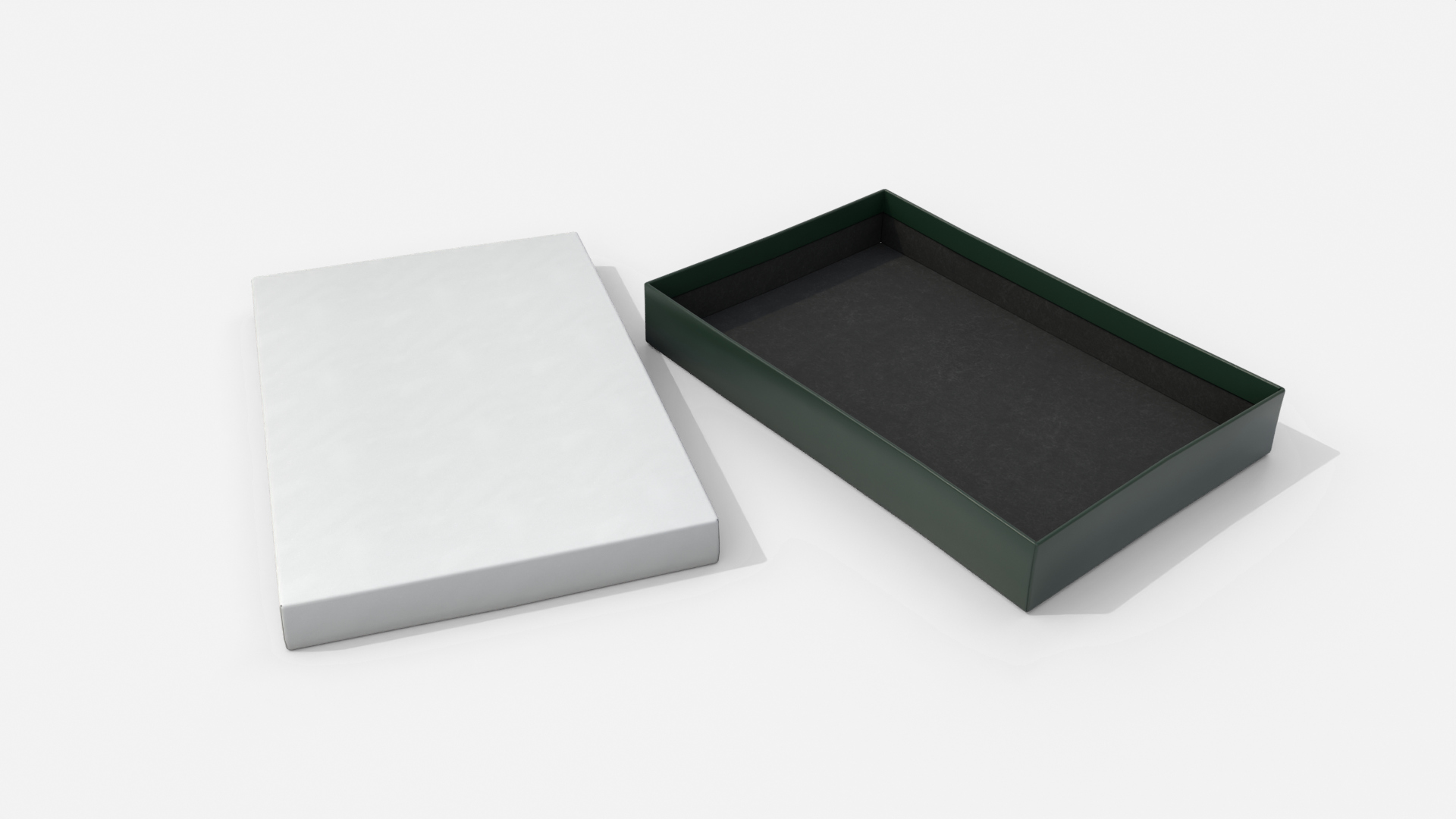 Rigid Box - Flat Rectangular with Lift-off Lid 3D Model