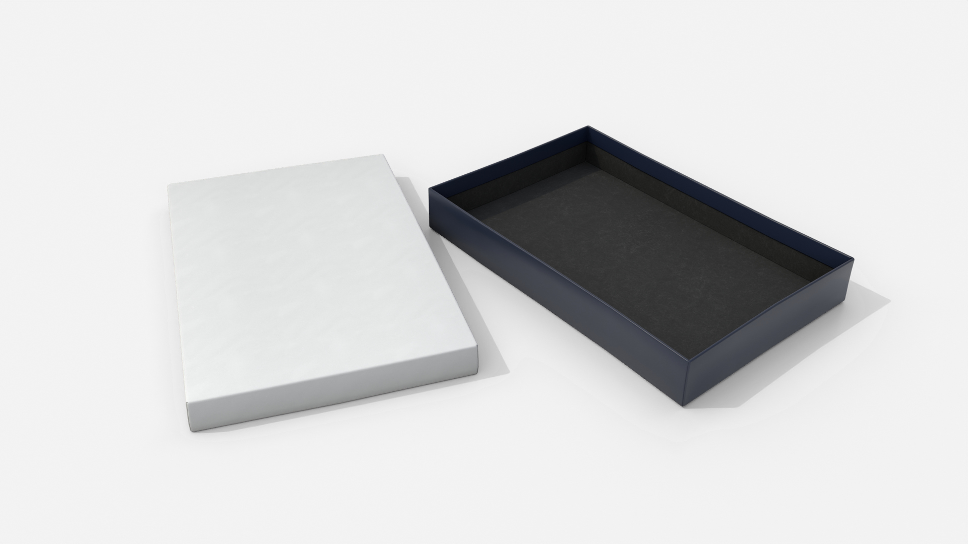 Rigid Box - Flat Rectangular with Lift-off Lid 3D Model