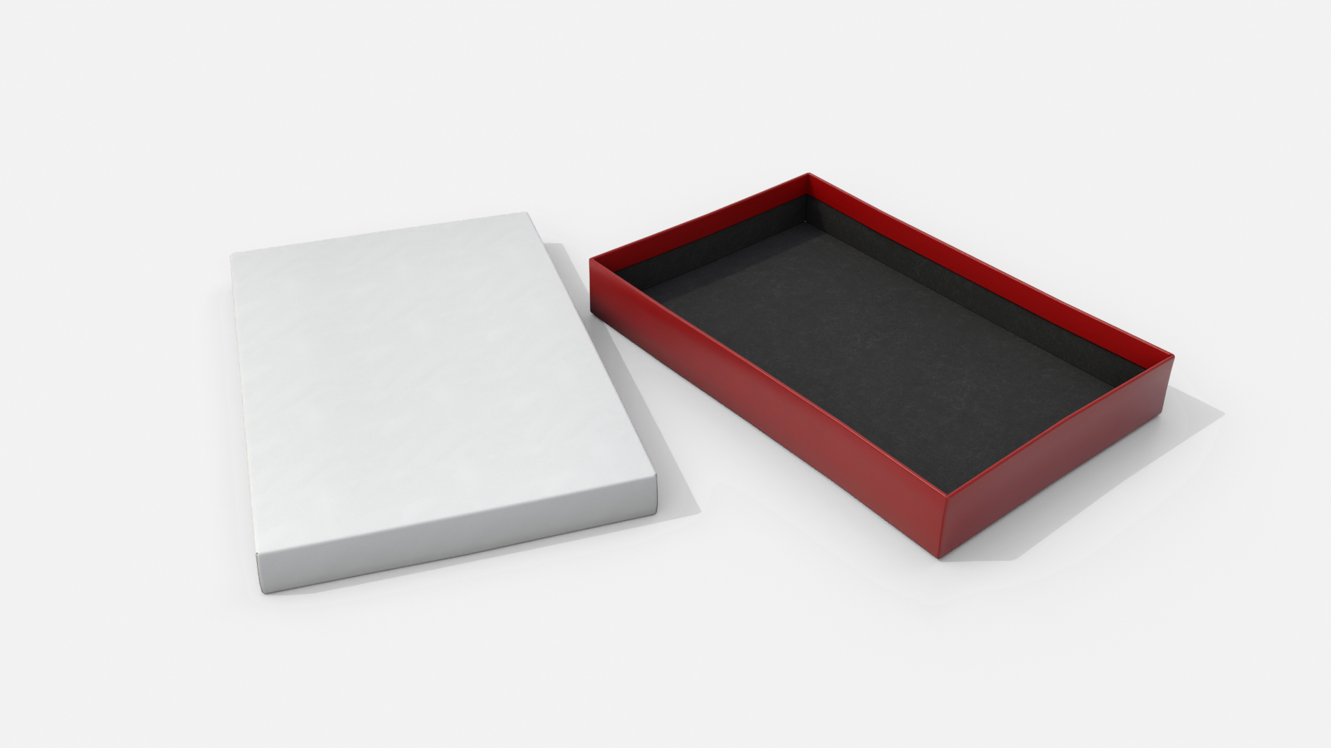 Rigid Box - Flat Rectangular with Lift-off Lid 3D Model
