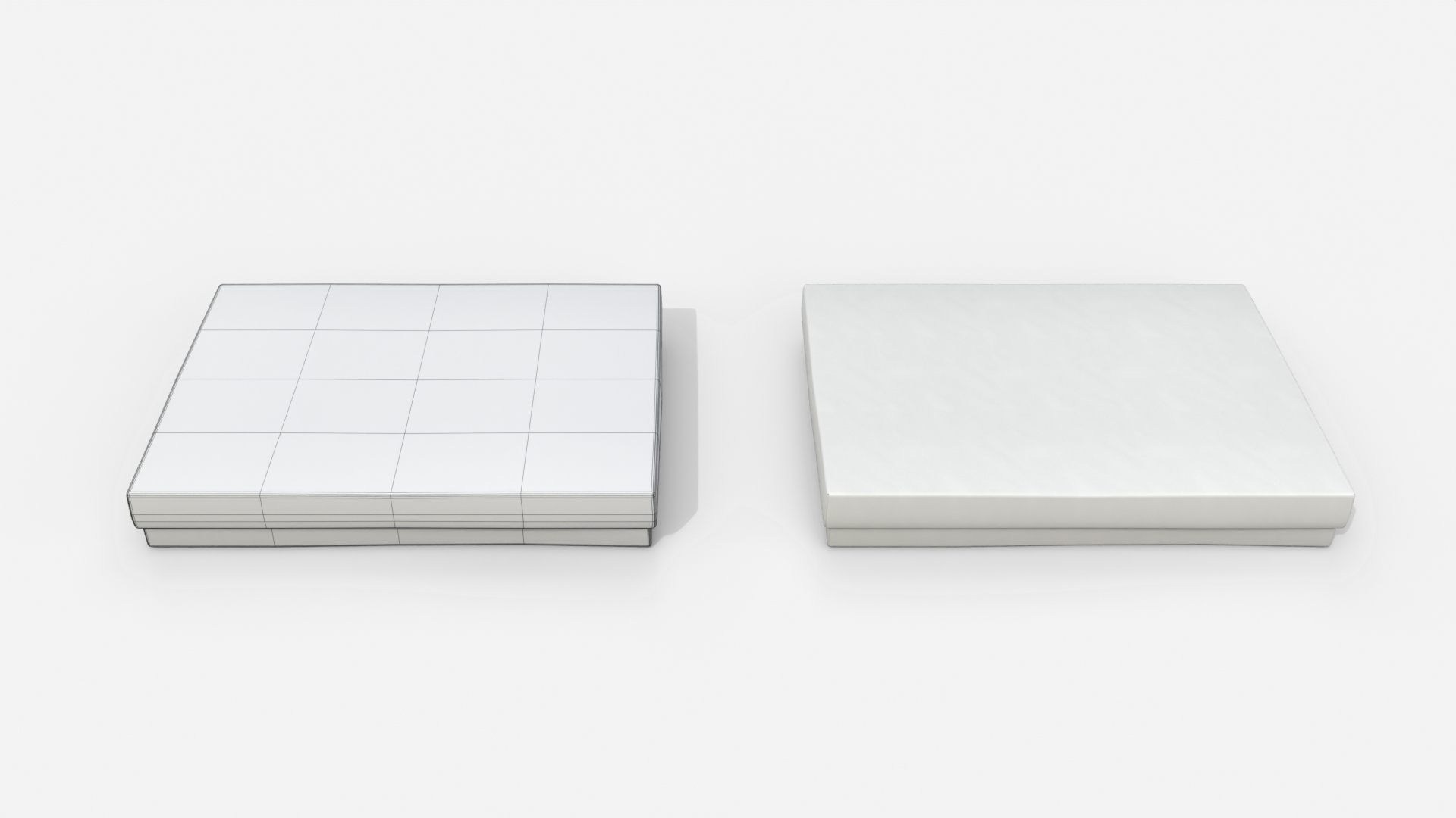 Rigid Box - Flat Rectangular with Lift-off Lid 3D Model