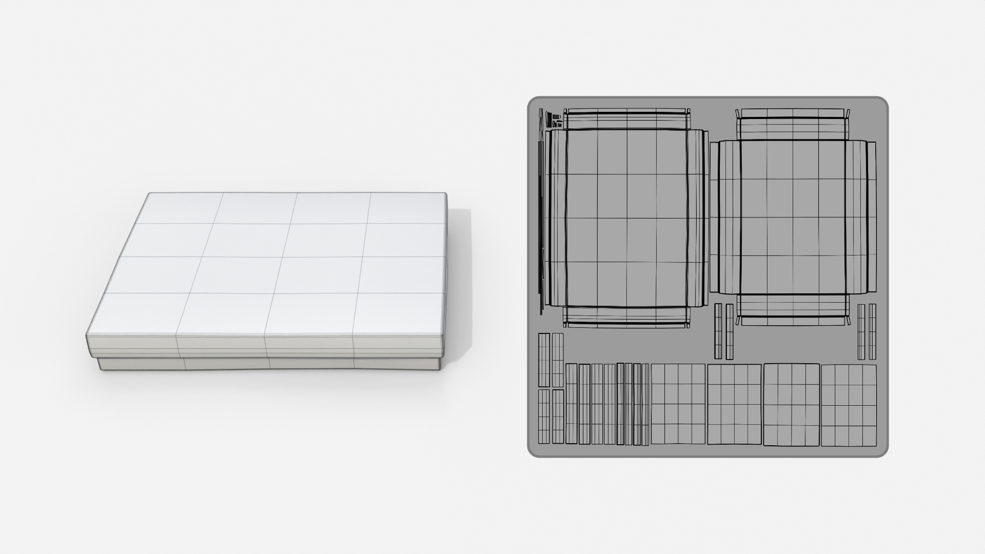 Rigid Box - Flat Rectangular with Lift-off Lid 3D Model