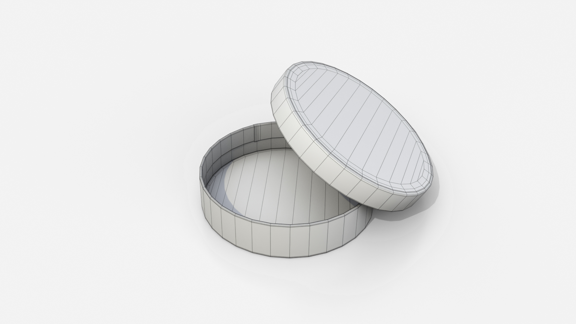 Rigid Box - Flat Round with Lift-Off Lid 3D Model