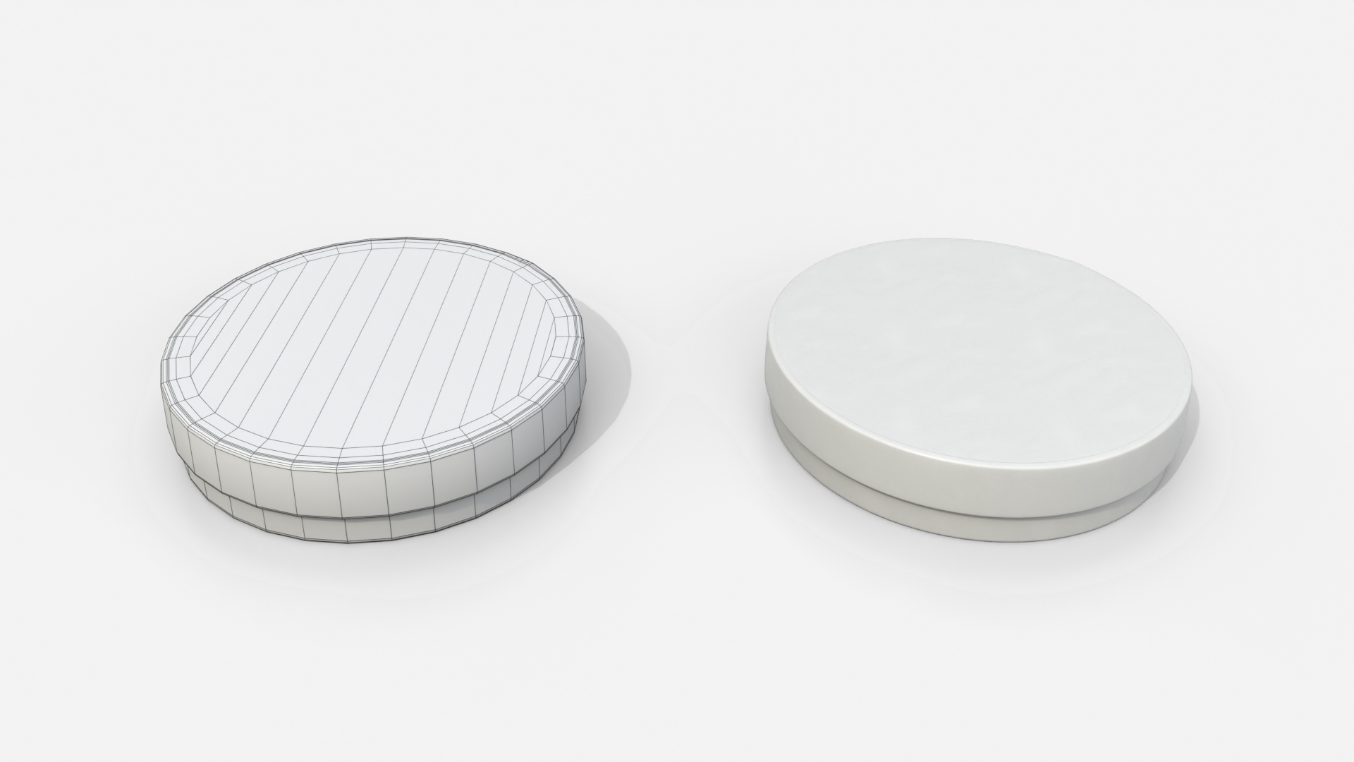 Rigid Box - Flat Round with Lift-Off Lid 3D Model