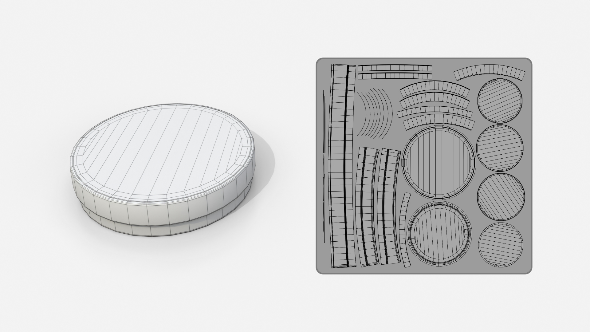 Rigid Box - Flat Round with Lift-Off Lid 3D Model
