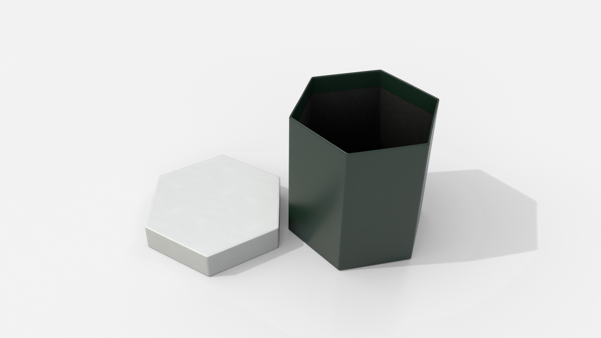 Rigid Box - Hexagon with Lift-off Lid 3D Model