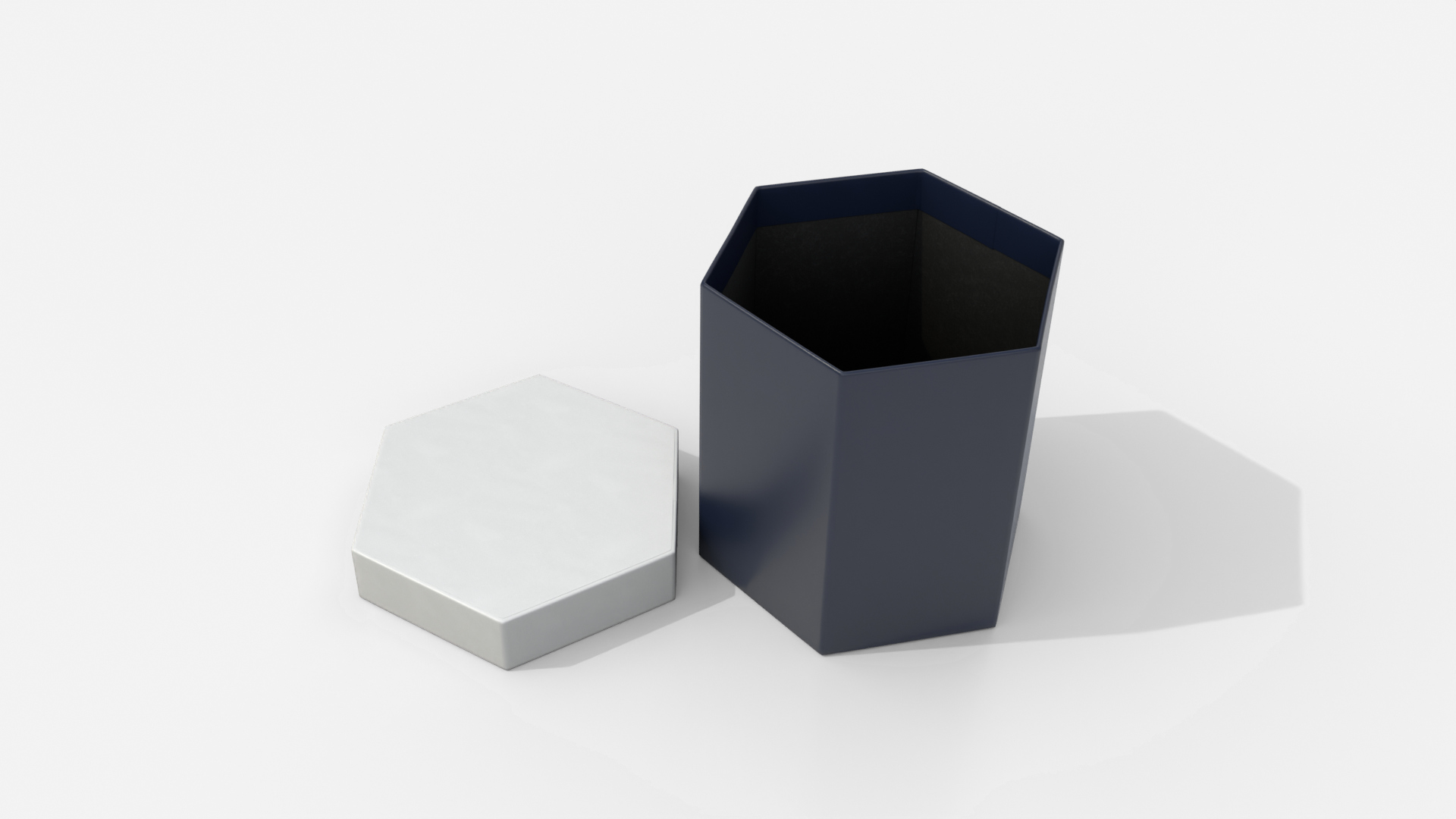 Rigid Box - Hexagon with Lift-off Lid 3D Model