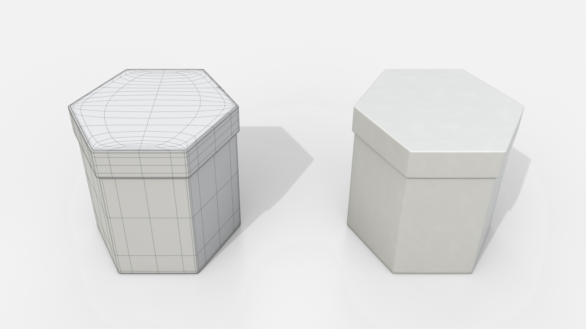 Rigid Box - Hexagon with Lift-off Lid 3D Model