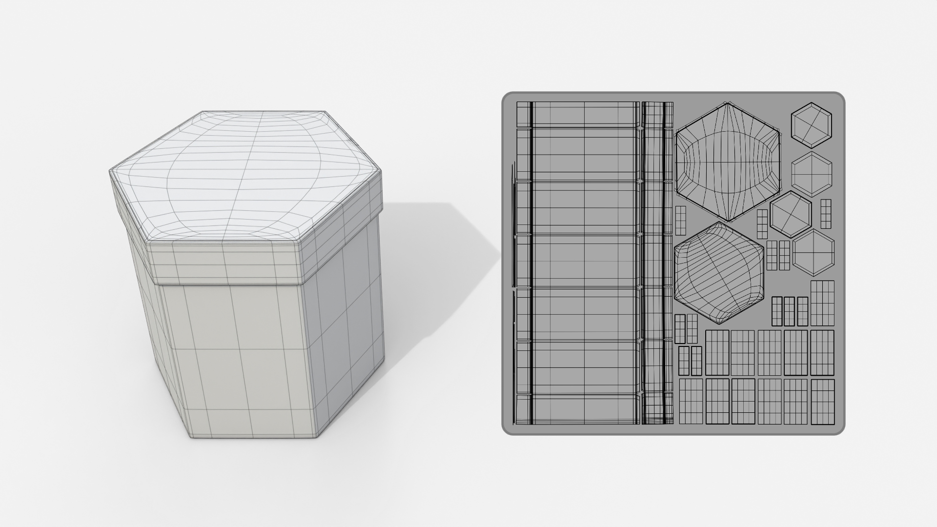 Rigid Box - Hexagon with Lift-off Lid 3D Model