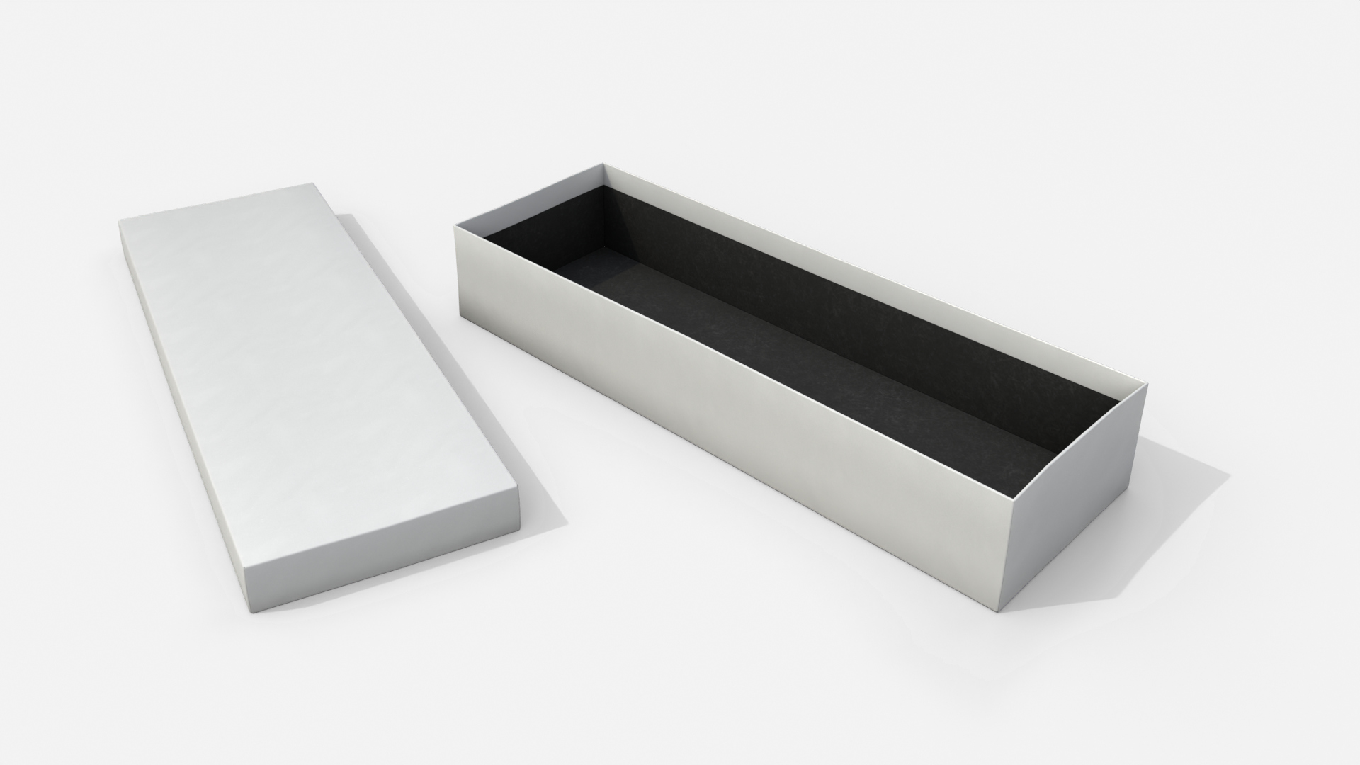 Rigid Box - Long Rectangular with Lift-off Lid 3D Model