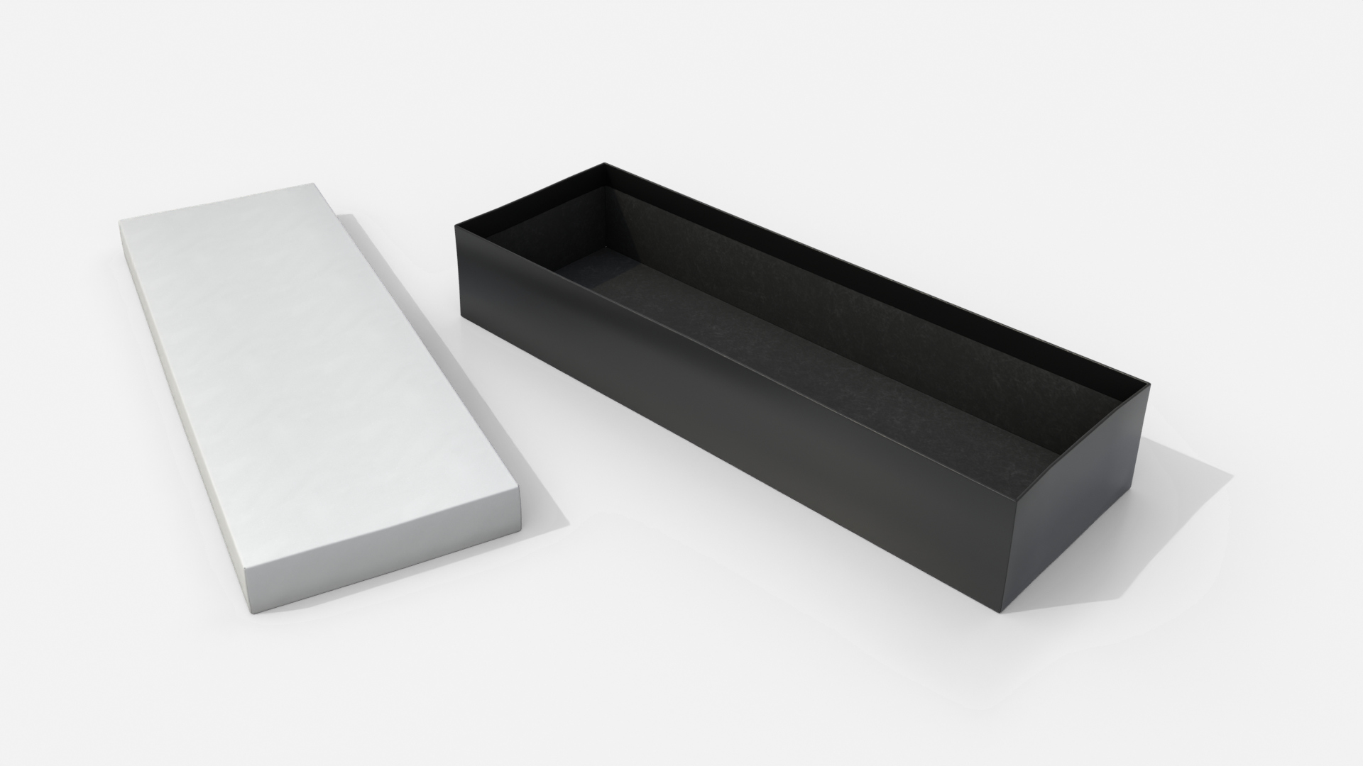 Rigid Box - Long Rectangular with Lift-off Lid 3D Model
