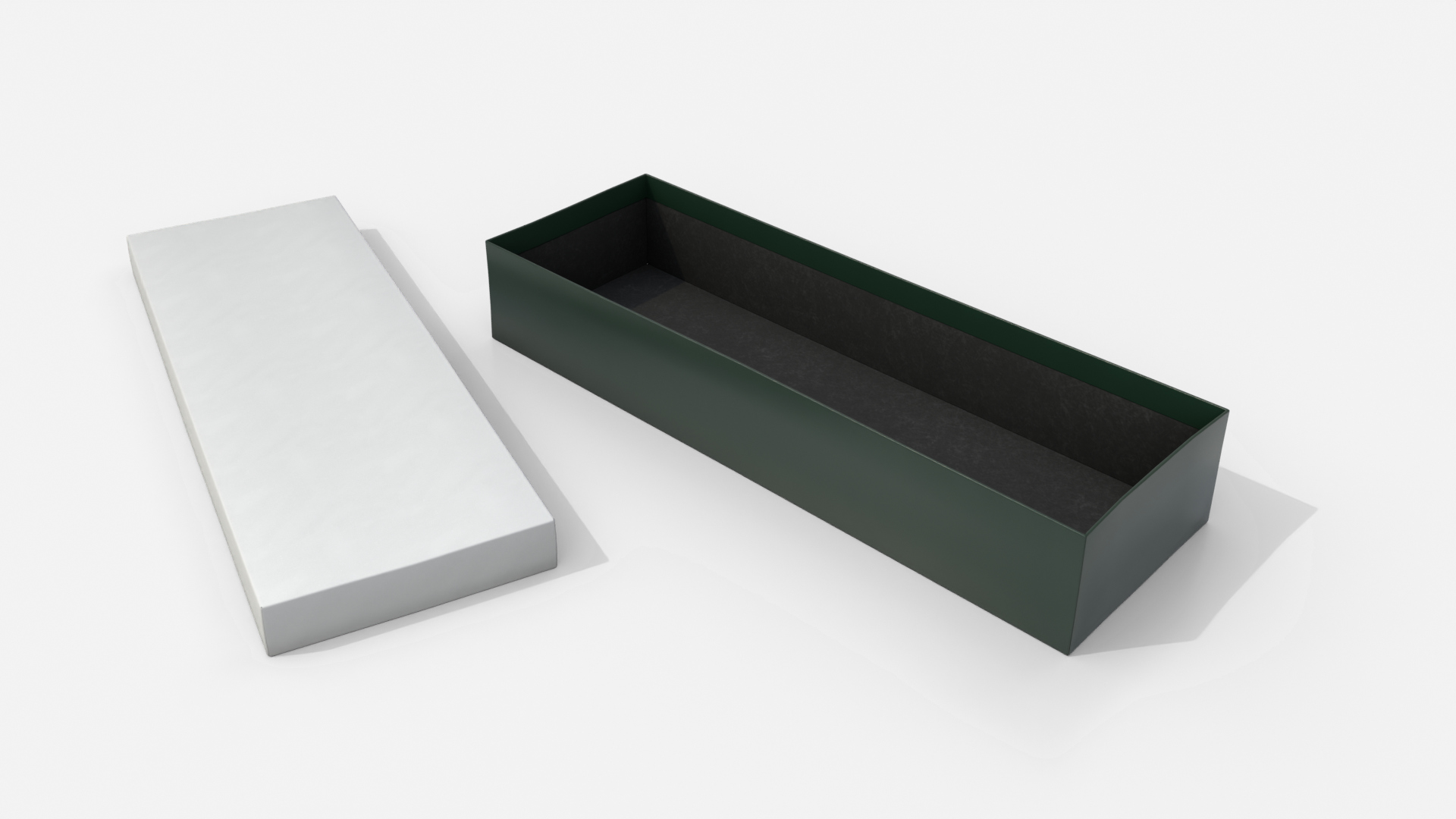 Rigid Box - Long Rectangular with Lift-off Lid 3D Model