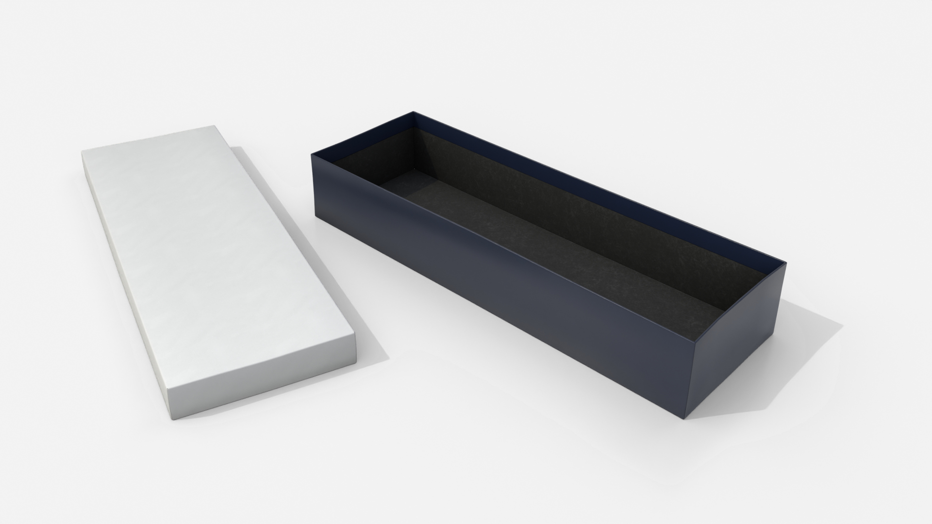 Rigid Box - Long Rectangular with Lift-off Lid 3D Model