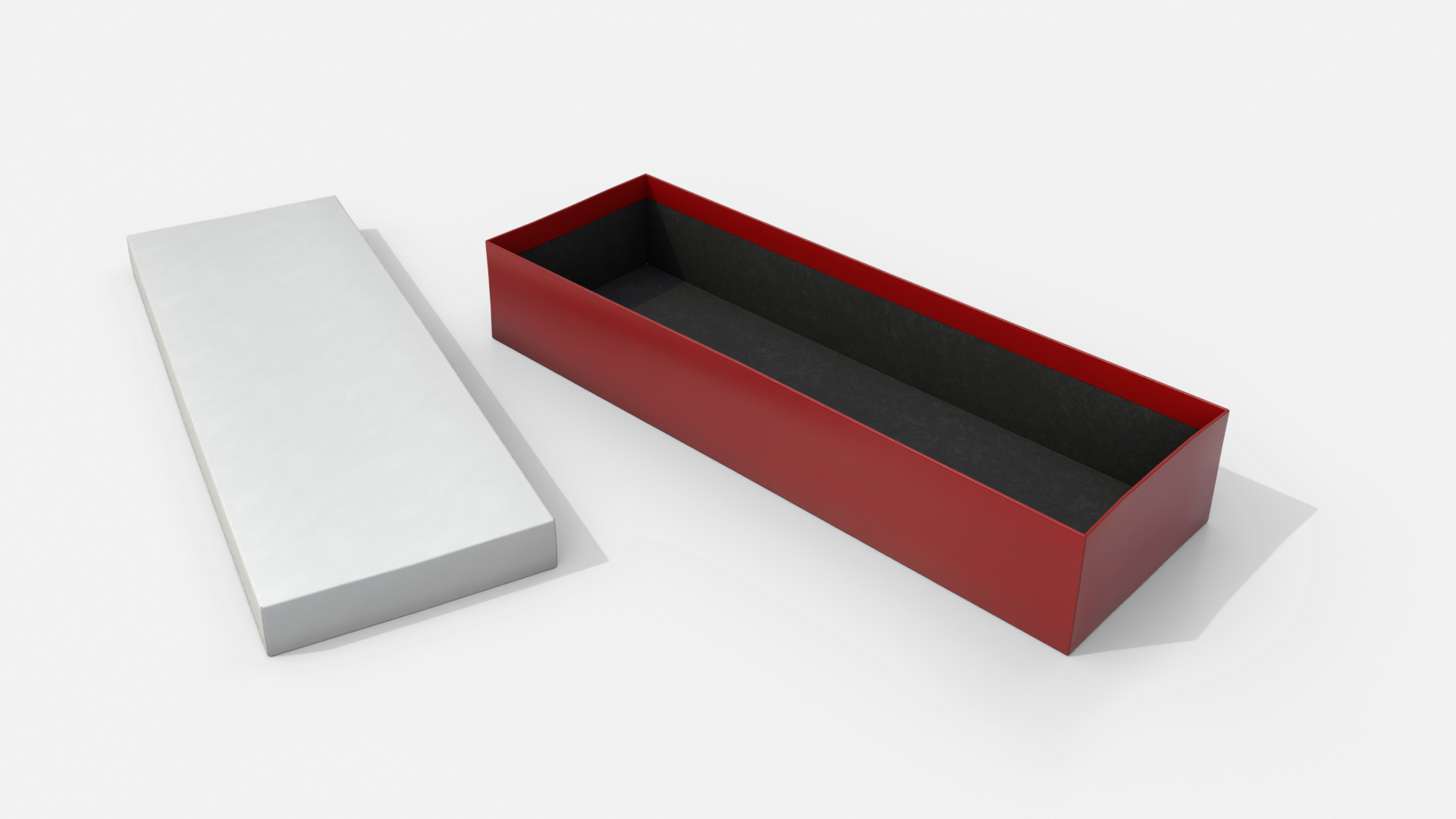 Rigid Box - Long Rectangular with Lift-off Lid 3D Model