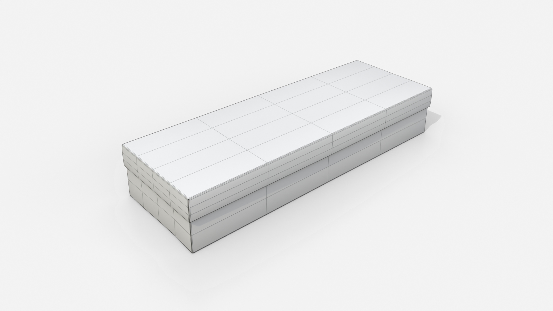 Rigid Box - Long Rectangular with Lift-off Lid 3D Model