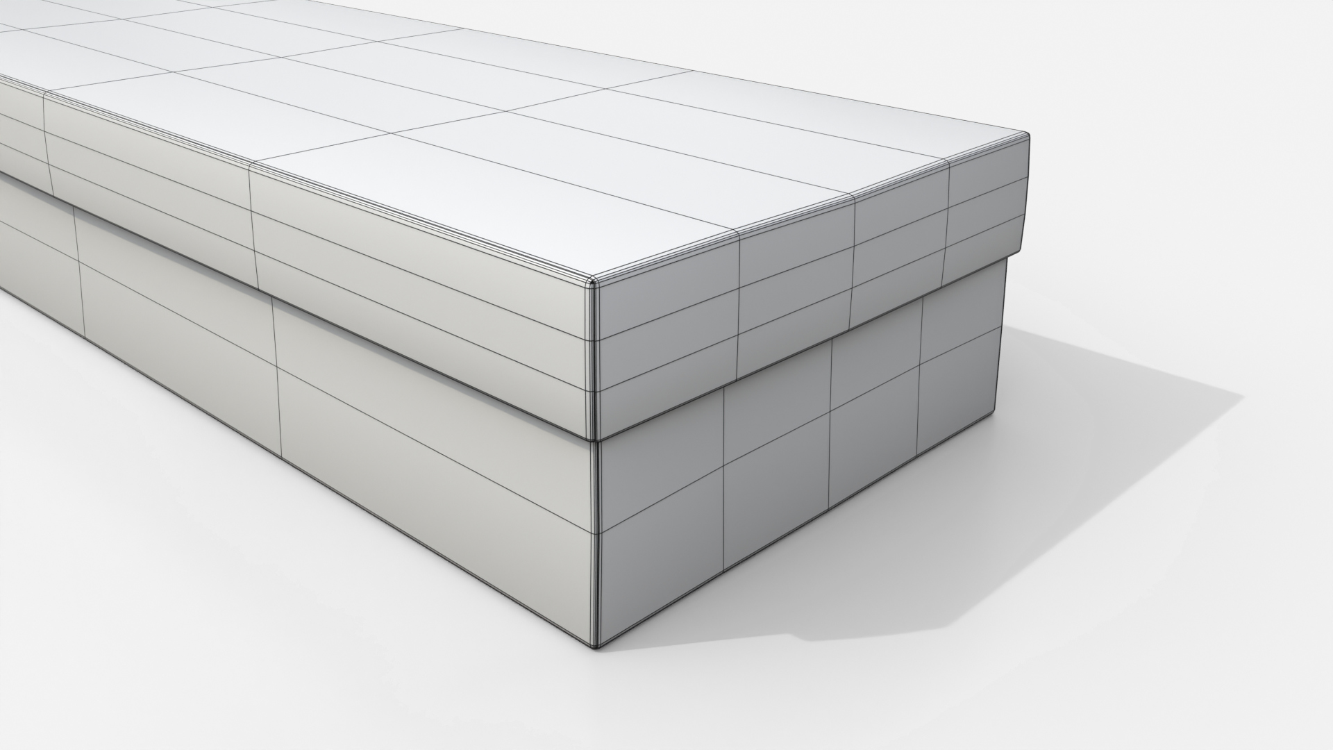 Rigid Box - Long Rectangular with Lift-off Lid 3D Model