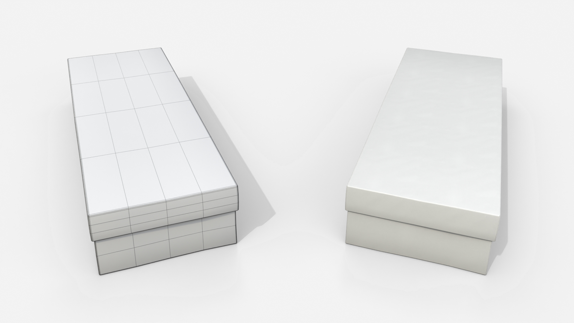 Rigid Box - Long Rectangular with Lift-off Lid 3D Model