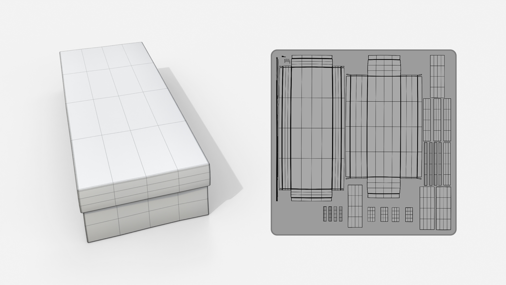 Rigid Box - Long Rectangular with Lift-off Lid 3D Model