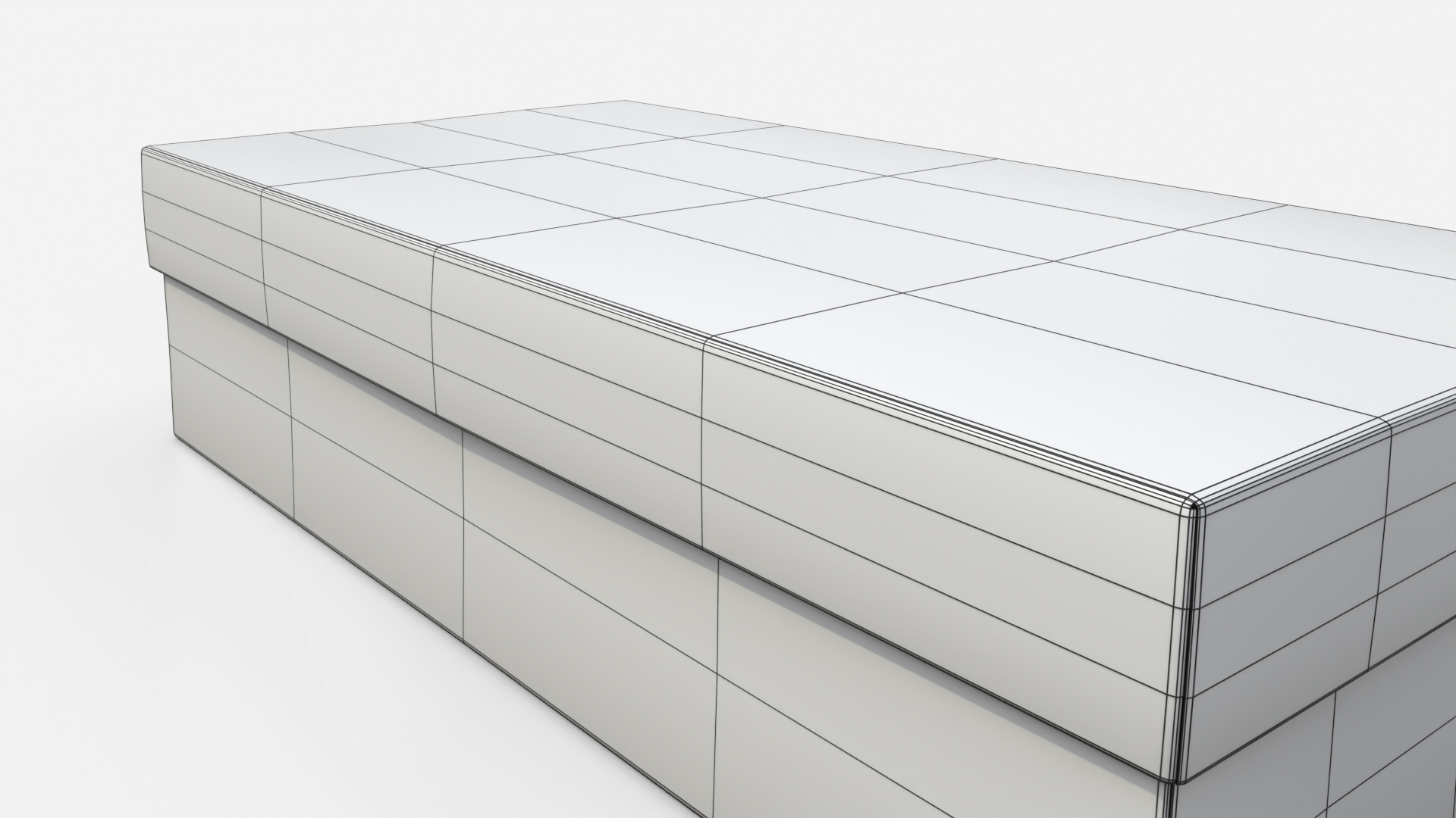 Rigid Box - Low Rectangular With Lift-Off Lid 3D Model