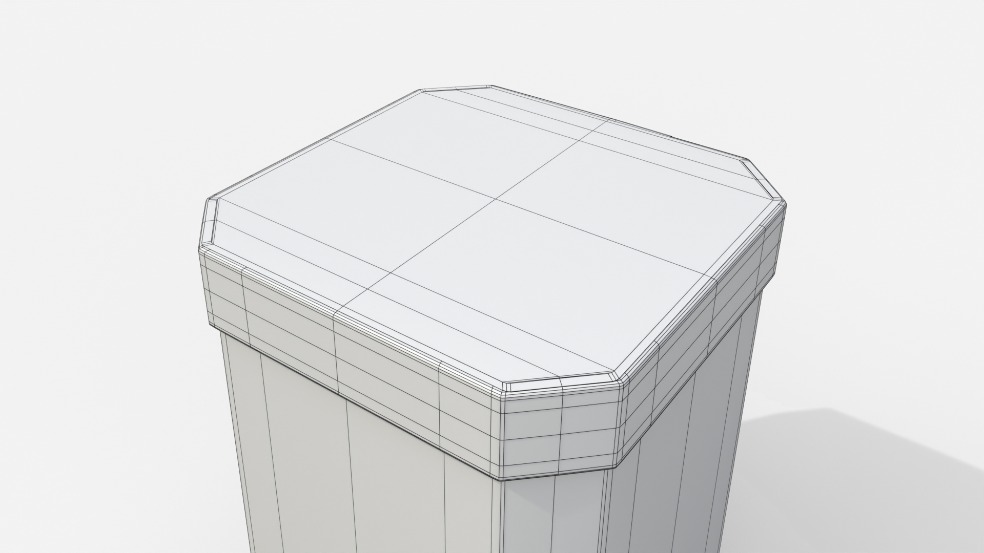 Rigid Box - Tall Beveled Edge with Lift-off Lid 3D Model