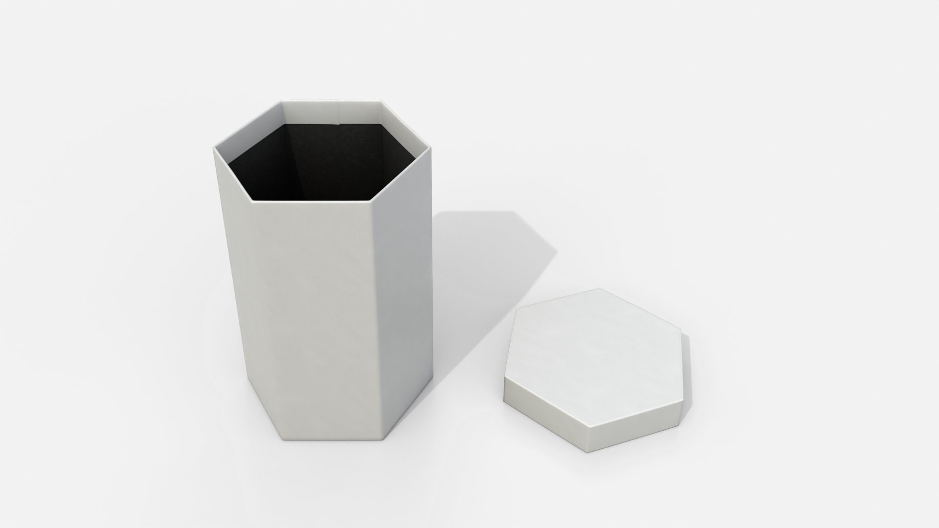 Rigid Box - Tall Hexagon with Lift-Off Lid 3D Model