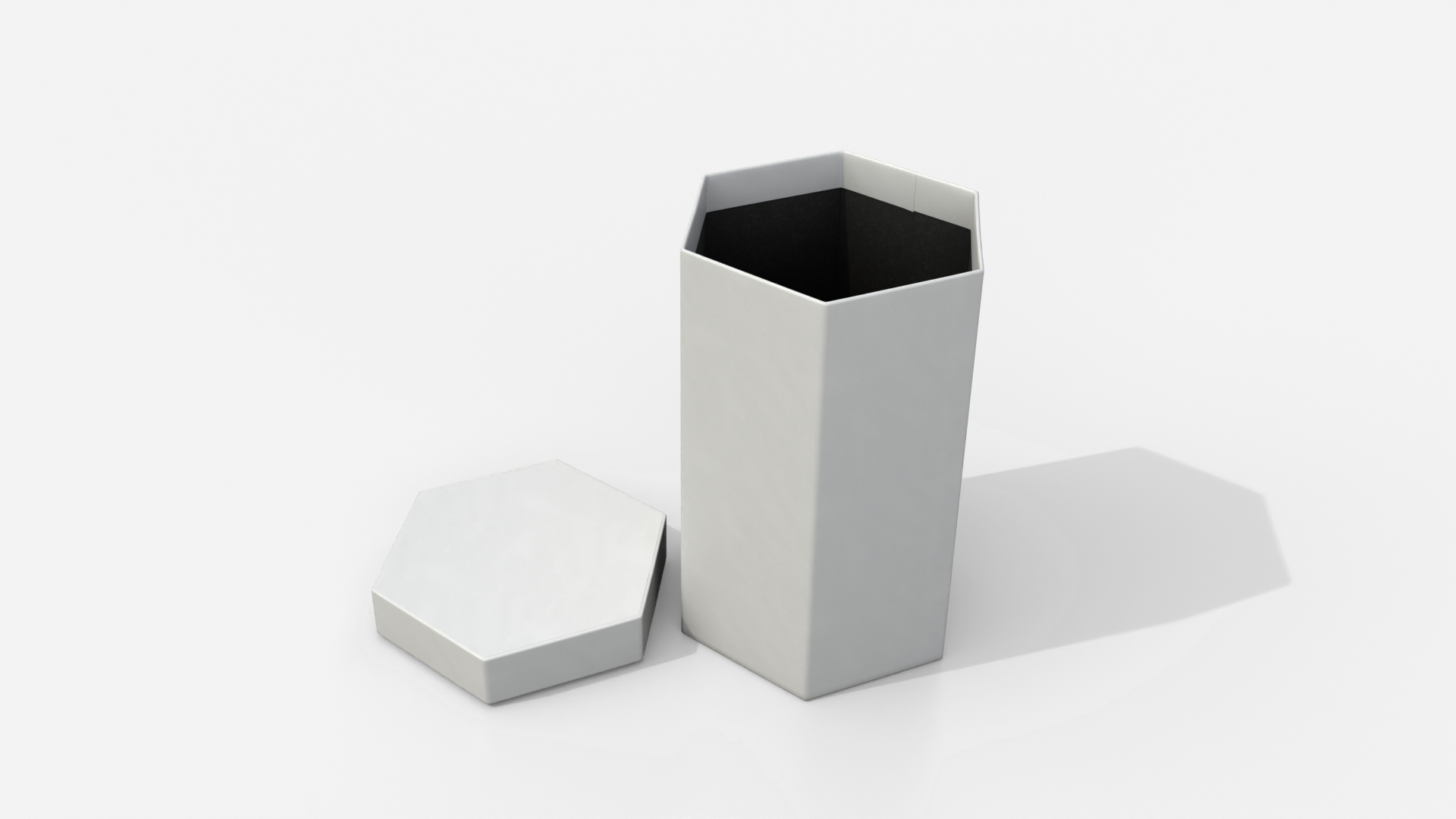 Rigid Box - Tall Hexagon with Lift-Off Lid 3D Model
