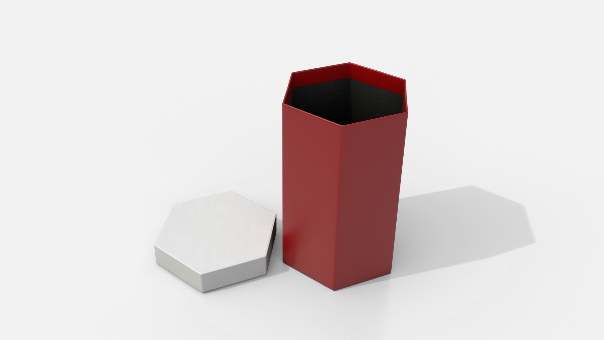 Rigid Box - Tall Hexagon with Lift-Off Lid 3D Model
